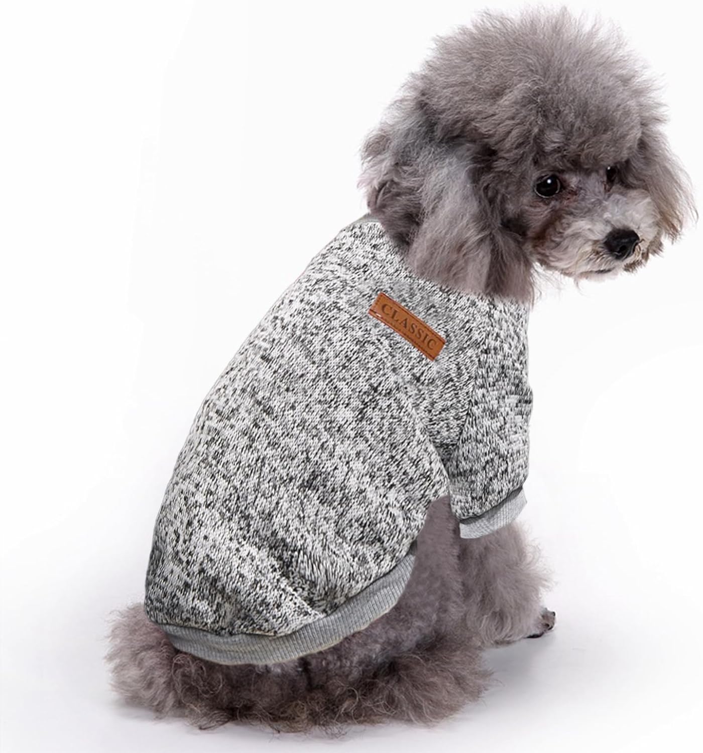 Jecikelon Dog Clothes Dogs Sweater Soft Puppies Clothing Winter Puppy Sweaters Warm Outfit for Dogs Small XXS XS Cat Apparel (Grey, L)