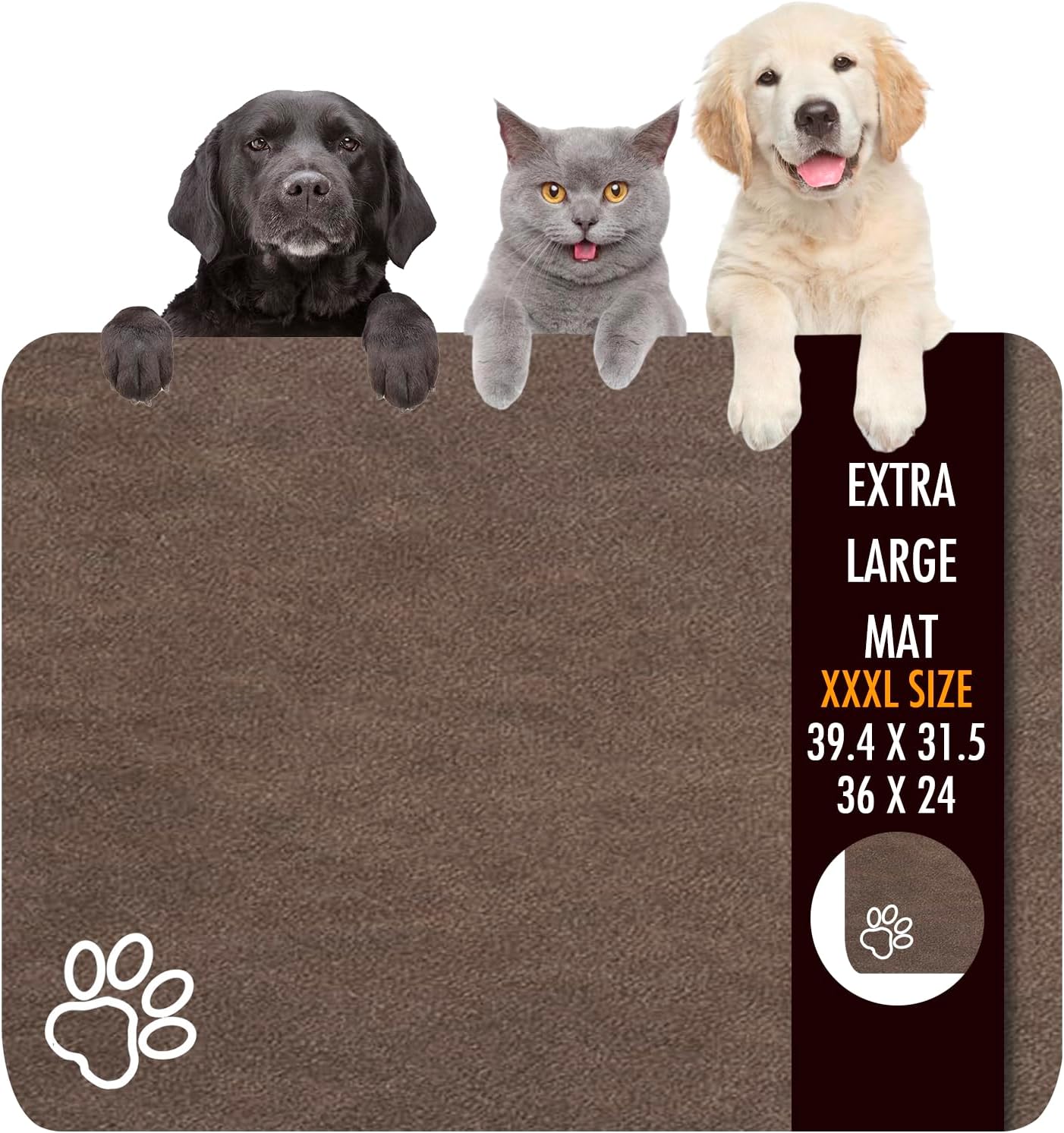 Dog Food Mat, 39.4"x31.5" Largest Absorbent Dog Mat for Food and Water, Non Skid Cat Bowl Mat, No Stains Quick Dry for Pet Water Dispenser Pet Supplies for Messy Drinkers
