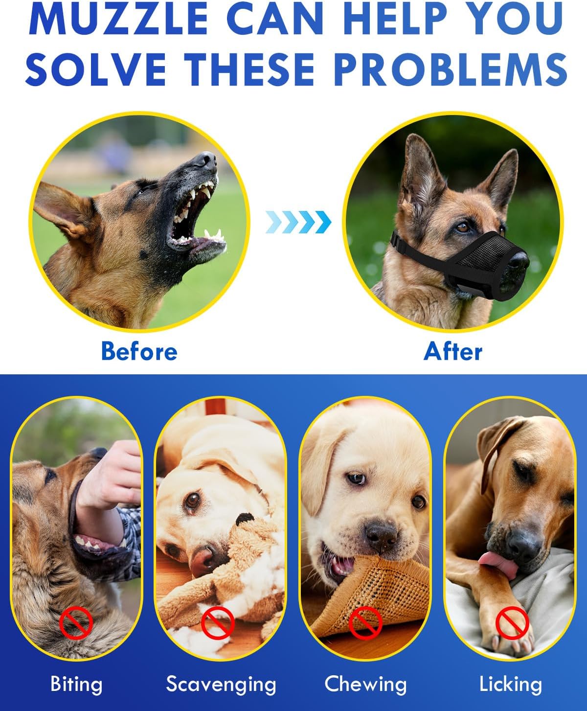 Dog Muzzle, Soft Air Mesh Muzzle for Small Medium Large Dogs Anti Biting Barking Chewing, Breathable Drinkable Adjustable Loop Pets Muzzle for German Shepherd Husky Labrador Retriever (Black,S)