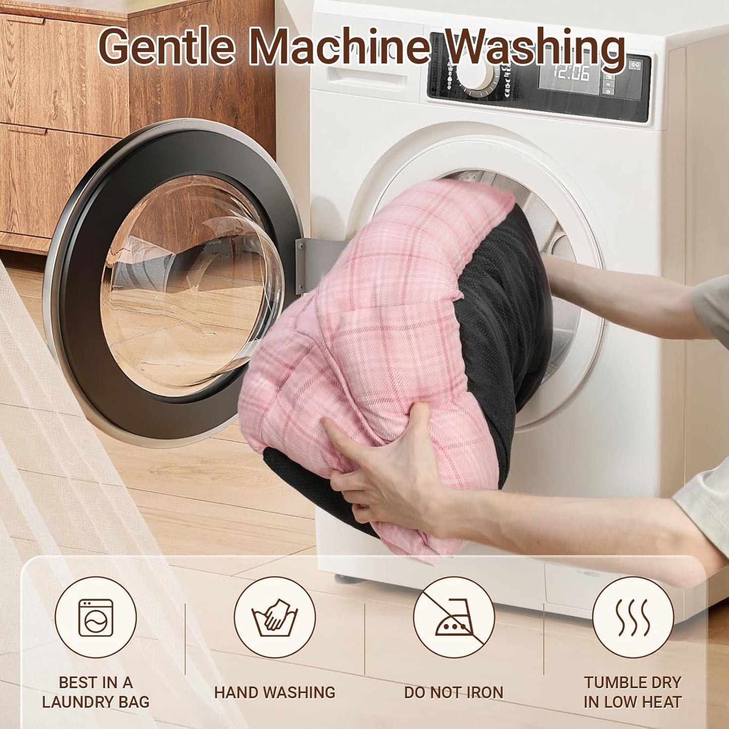 MIHIKK Rectangle Dog Beds for Large Dogs & Cats, Orthopedic Sleeping Pet Bed for Couch with Durable Puppy Cuddler and Anti-Slip Bottom Machine Washable 34 * 24 Inch (Pink)