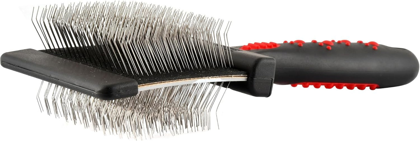 Jeffers Pet Double Sided Grooming Slicker Brush for Dogs, Cats, Puppies – Flexible Head with Stainless Steel Pins – Detangler Tool for Mats, Loose Fur, Shedding – Home or Professional Use - Large