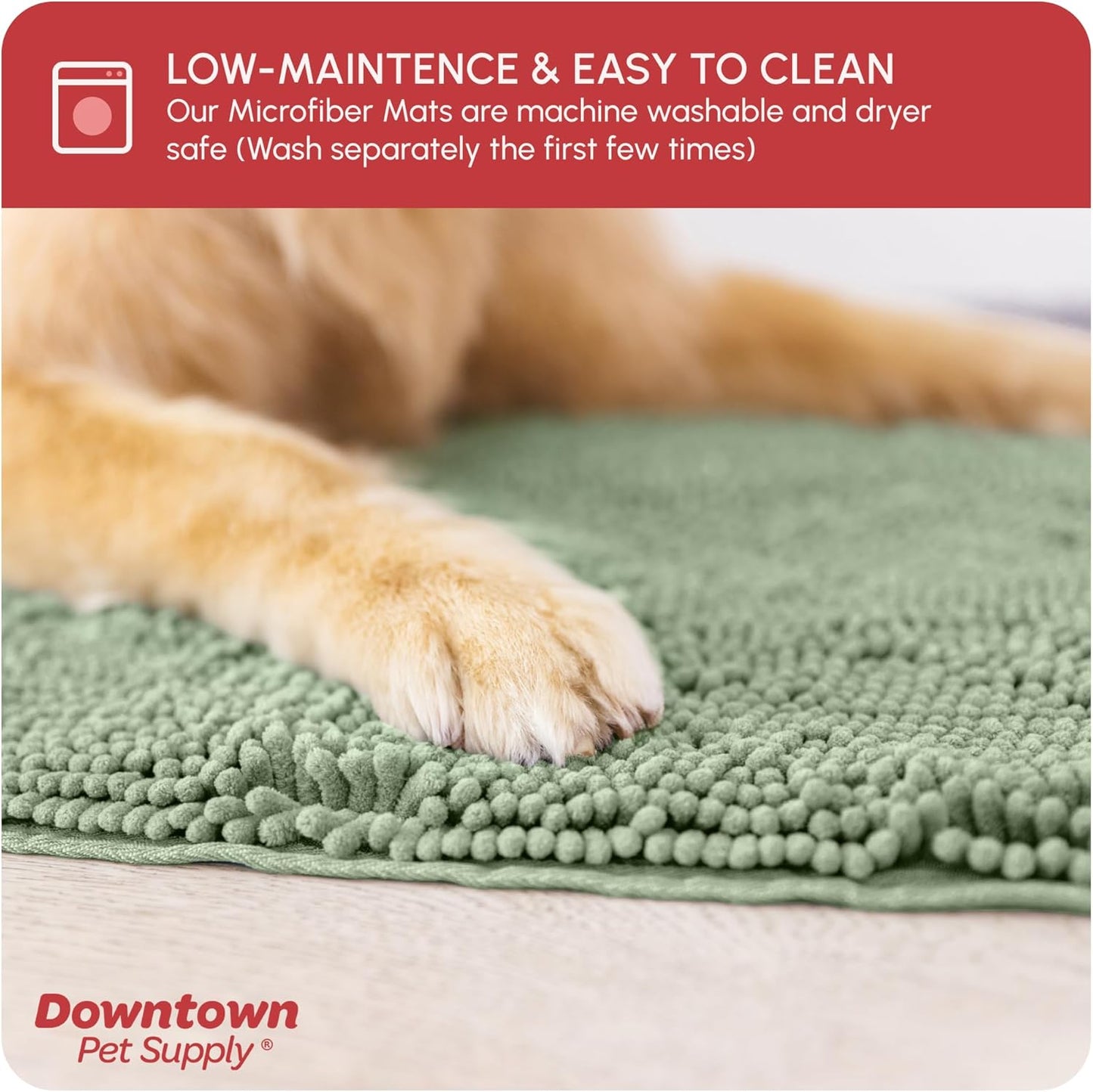 My Doggy Place Microfiber Dog Mat for Muddy Paws, 60" x 36" Sage - Non-Slip, Absorbent and Quick-Drying Dog Paw Cleaning Mat, Washer and Dryer Safe - X-Large/Runner