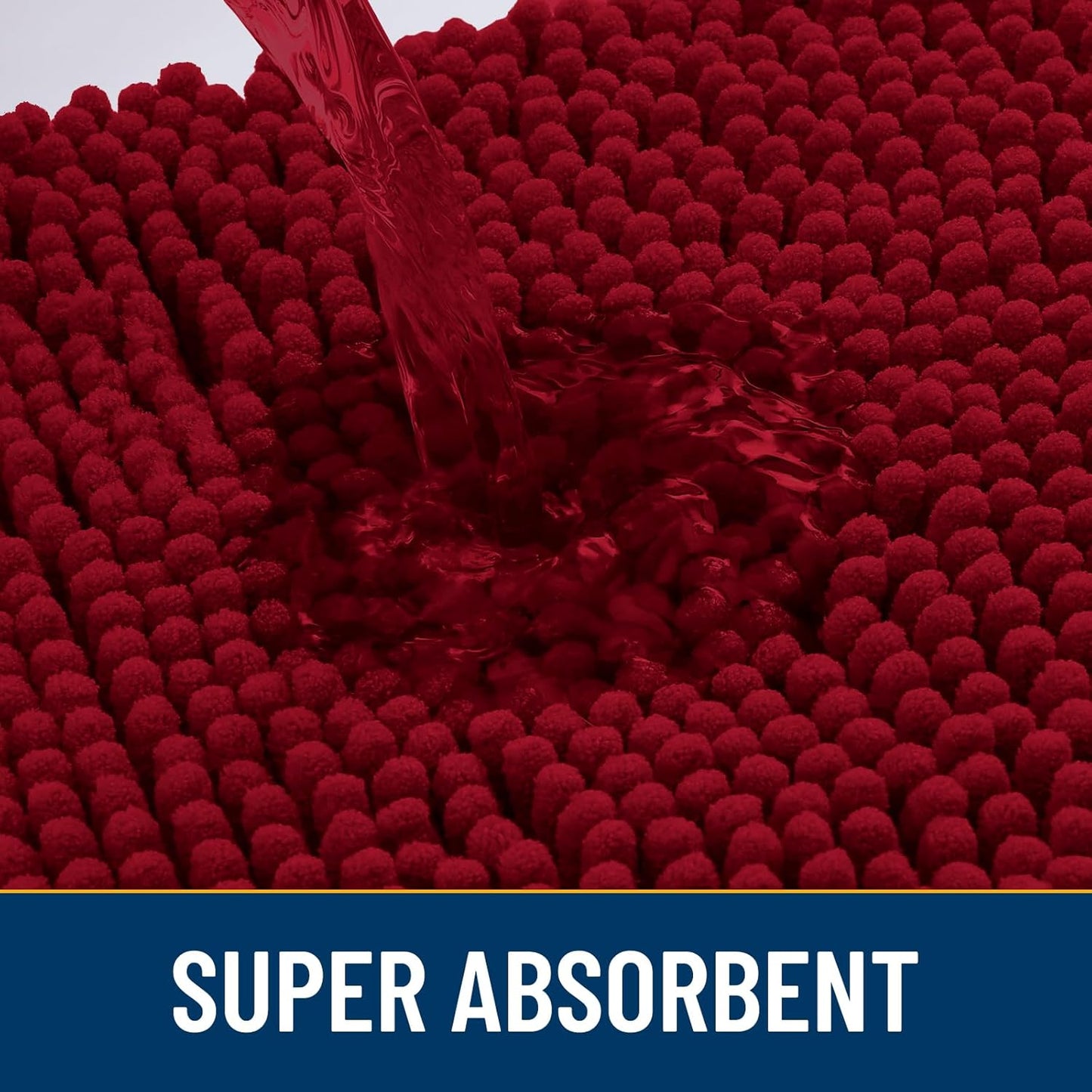 Smiry Dog Door Mat for Muddy Paws 30x20, Absorbs Moisture and Dirt Doormat, Non-Slip Washable Quick Dry Chenille Front Door Mat Indoor Entrance, Entryway Carpet for Inside Floor, Red