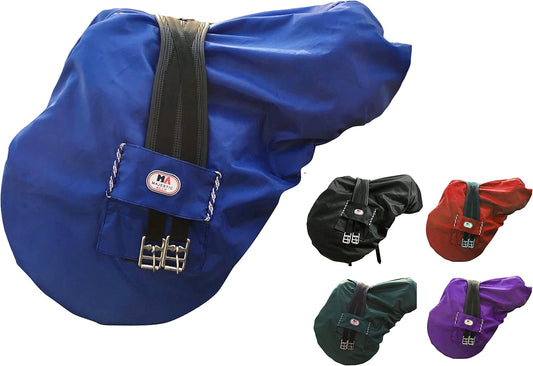 Majestic Ally Nylon Waterproof Fleece Lined Ride On English Saddle Cover-Multiple Color (Royal Blue)
