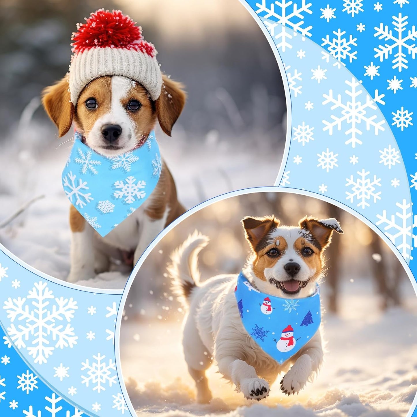 Abbylike 50 Pcs Winter Dog Bandanas Bulk Blue Snowflake Dog Bandanas for Pets Triangle Kerchief Scarf Bibs for Winter Pets Cats Party Costume Photo Props Accessories Pet Shops (19.7 x 13.8 x 13.8)