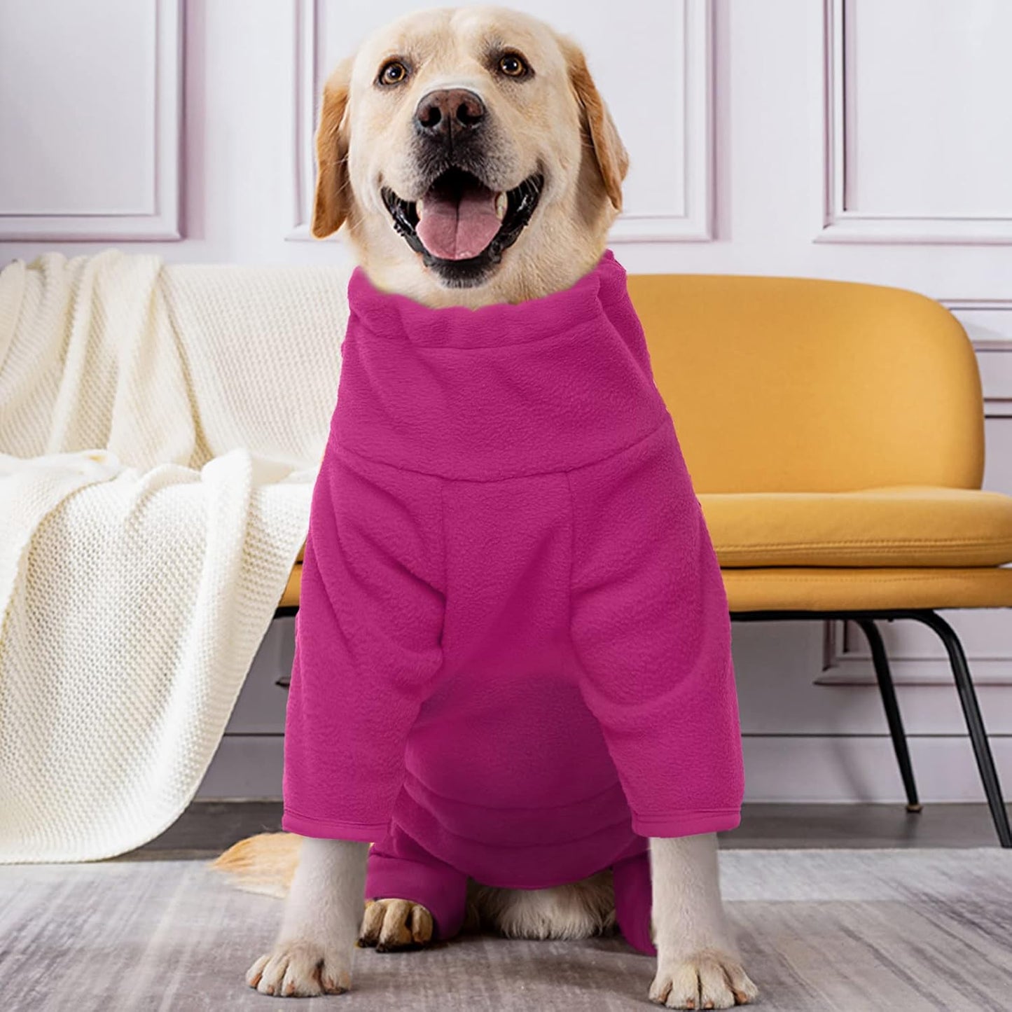 ROZKITCH Large Dog Winter Coat, Pet Windproof Warm Cold Weather Jacket Vest Cozy Jumpsuit Apparel Outfit Clothes for Small Medium Large Dog Walking Hiking Sleep Pink 2XL