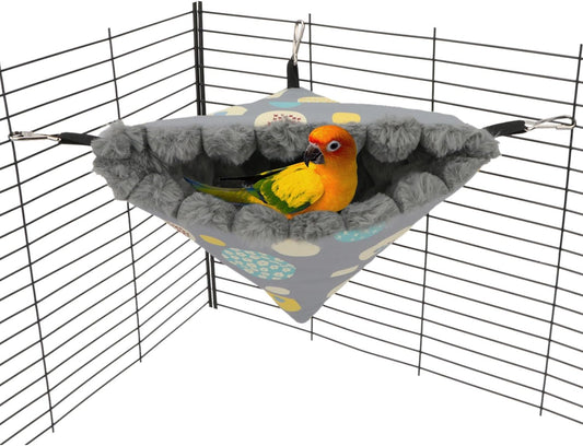 Wontee Bird Nest House Winter Warm Hanging Hammock Bird Bed Snuggle Hut for Parakeets Budgies Caique Conures Cockatiels (Large, Grey)