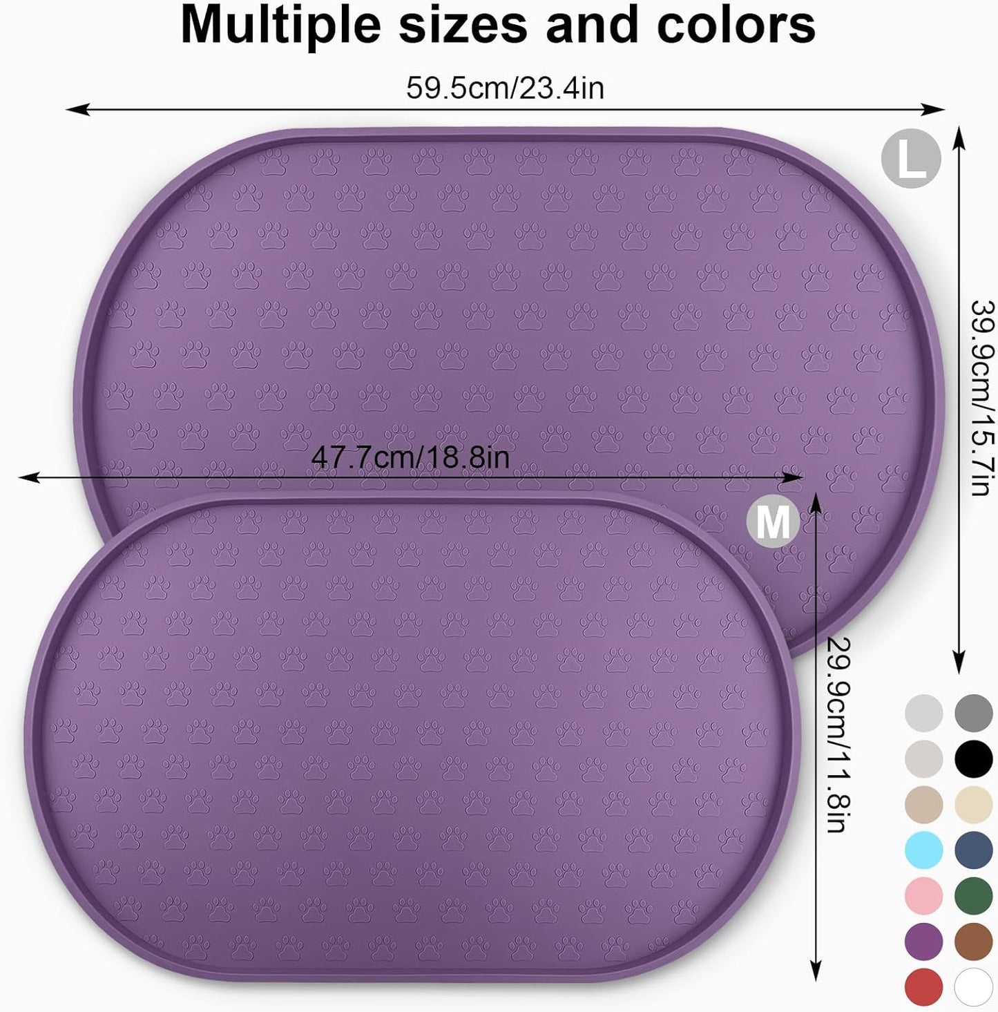 KPWACD Dog Food Mat Anti-Slip Bowl Mats for Food and Water, High-Lips Waterproof Pet Placemat Prevent Messy Spills to Floor, Silicone Puppy Feeding Trays for Large Medium Small Dogs Cats