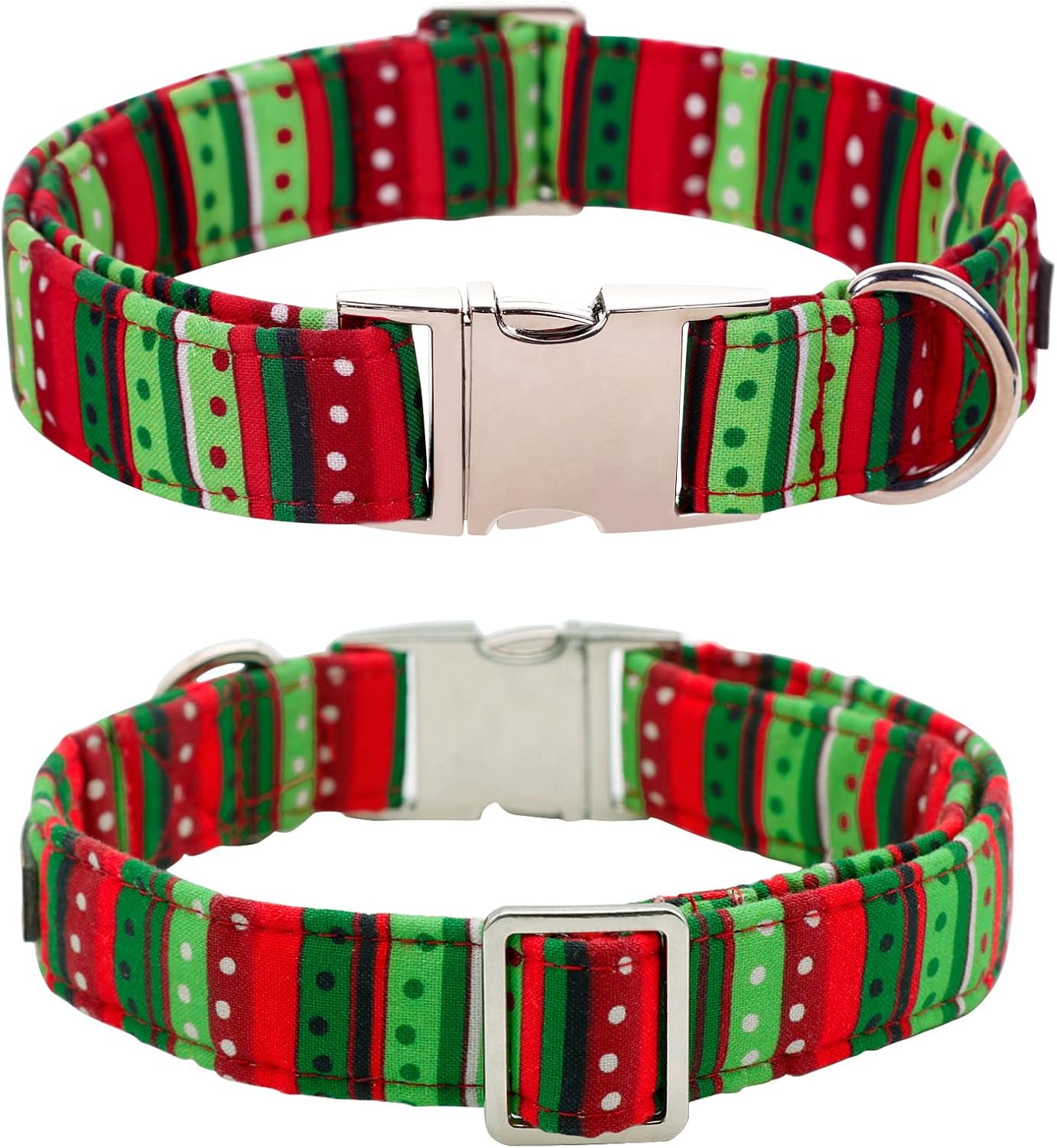 Lionet Paws Christmas Dog Collar with Bowtie, Dog Sailor Bow Collar with Metal Buckle for Dogs, Adjustable Comfortable Dog Collar Girl Gift, M, Neck 13.5-22 in