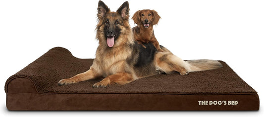 The Dog’s Bed Orthopedic Headrest Dog Bed XXL Brown Plush 54x36, Memory Foam, Pain Relief for Arthritis, Hip & Elbow Dysplasia, Post Surgery, Lameness, Veterinary Approved, Waterproof Washable Cover