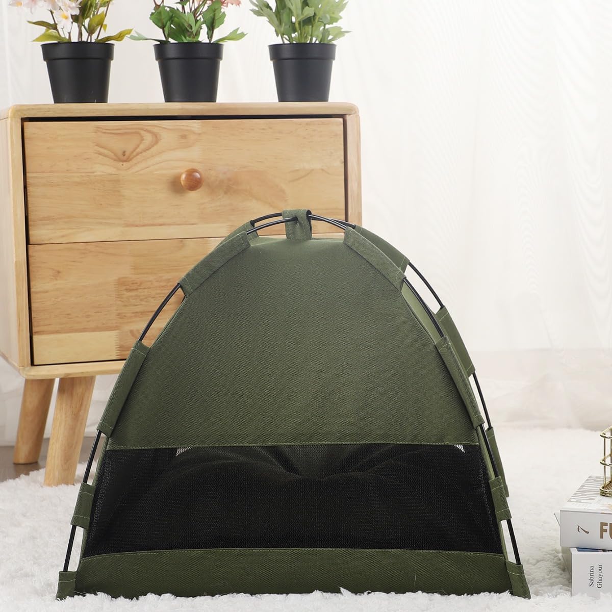 Cat Tent – Lightweight & Breathable Waterproof Shelter Designed for Indoor/Outdoor Adventures, Giving Your pet Safe Outdoor Exploration Joy. (Olive Drab, 19.7×19.7in)
