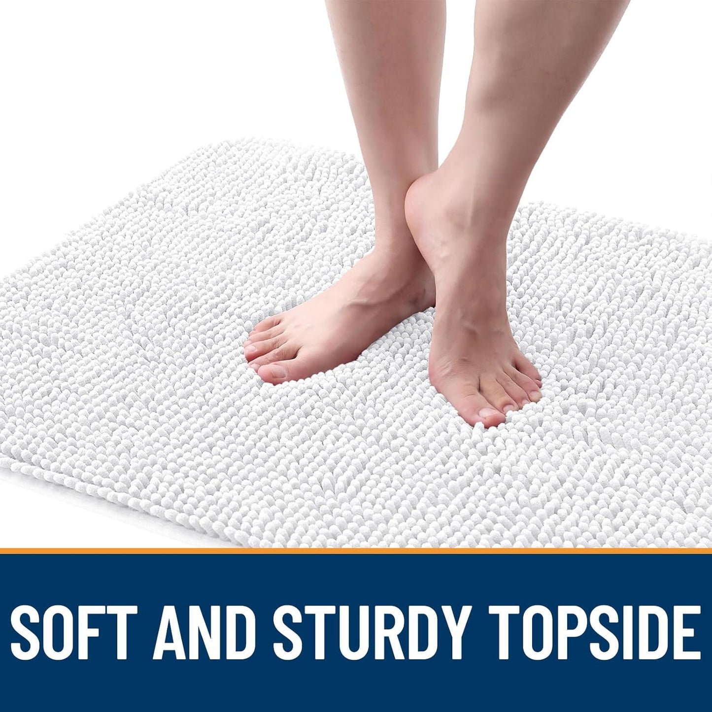 OLANLY Dog Door Mat for Muddy Paws 36x24, Absorbs Moisture and Dirt, Absorbent Non-Slip Washable Doormat, Quick Dry Chenille Mud Mat for Dogs, Entry Indoor Entryway Carpet for Inside Floor, White