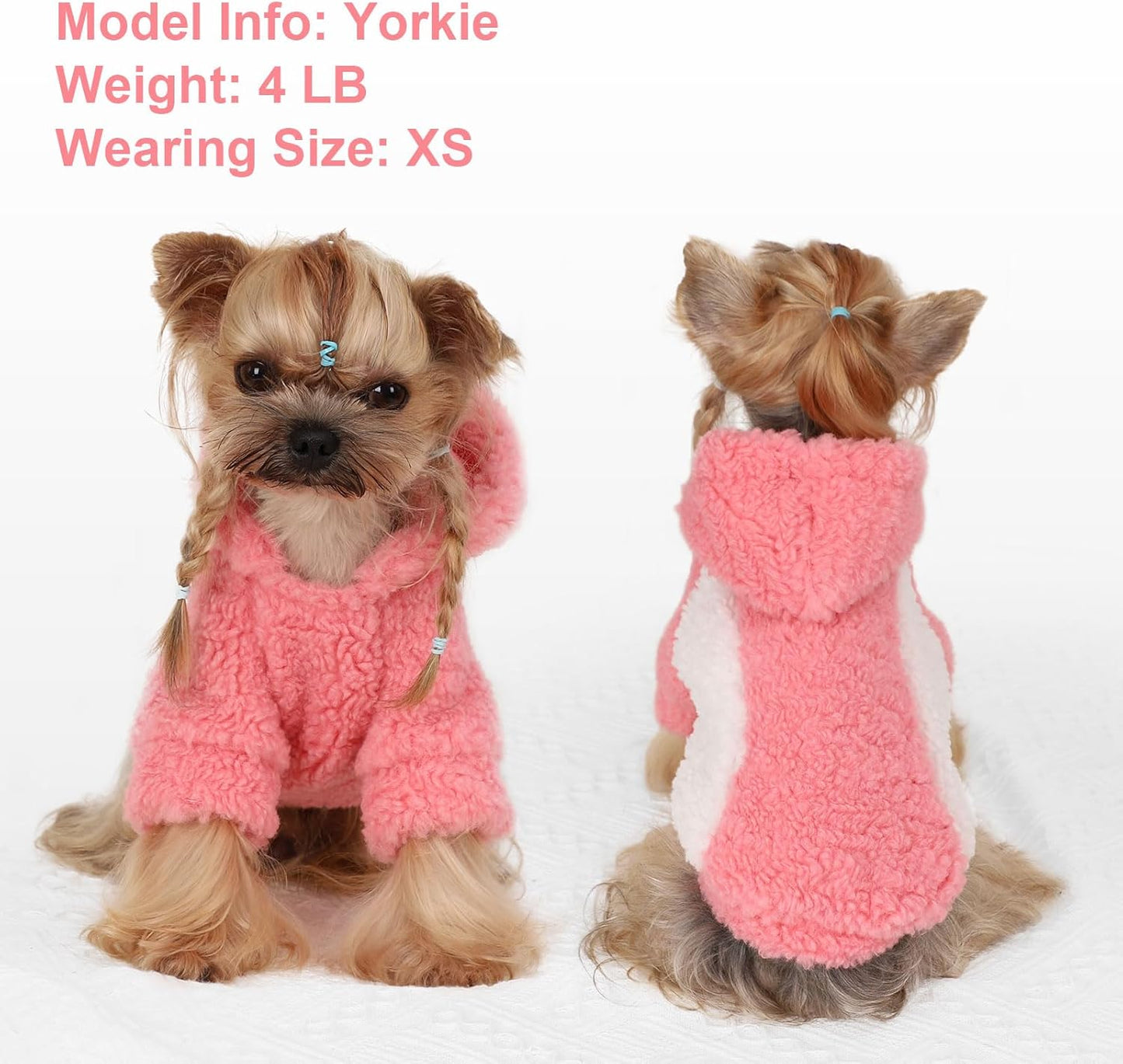 YIKEYO Dog Hoodie Pet Clothes Sweater with Hat Soft and Warm Cold Weather for Small Patchwork Hood(Pink, XS)
