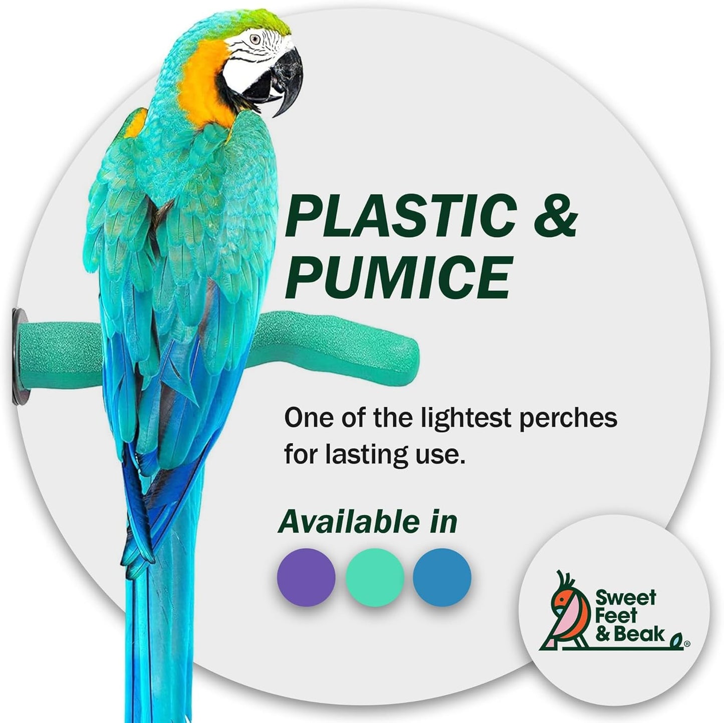 Brid Cage Safety Pumice Perch - Trims Nails and Beak - Promotes Healthy Nails and Beaks - Safe Non-Toxic Bird Supplies for Bird Cages - Large 12"