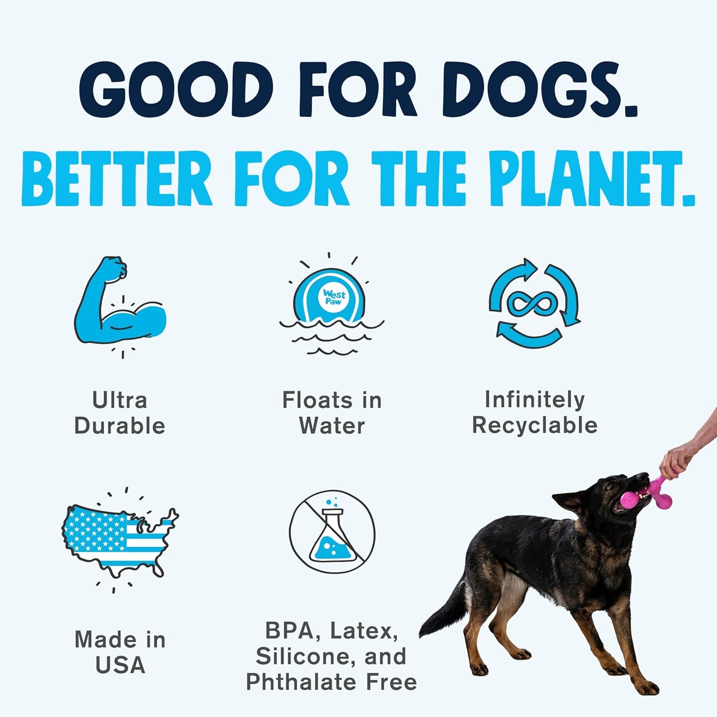 WEST PAW Zogoflex Air Skamp Tug-of-War Stick Dog Chew Toy – Hollow, Squishy Interactive Toy for Dogs, Puppies – for Chewing, Catch, Carry, Fetch, Dishwasher Safe, Latex-Free, Large 8.5", Hot Pink