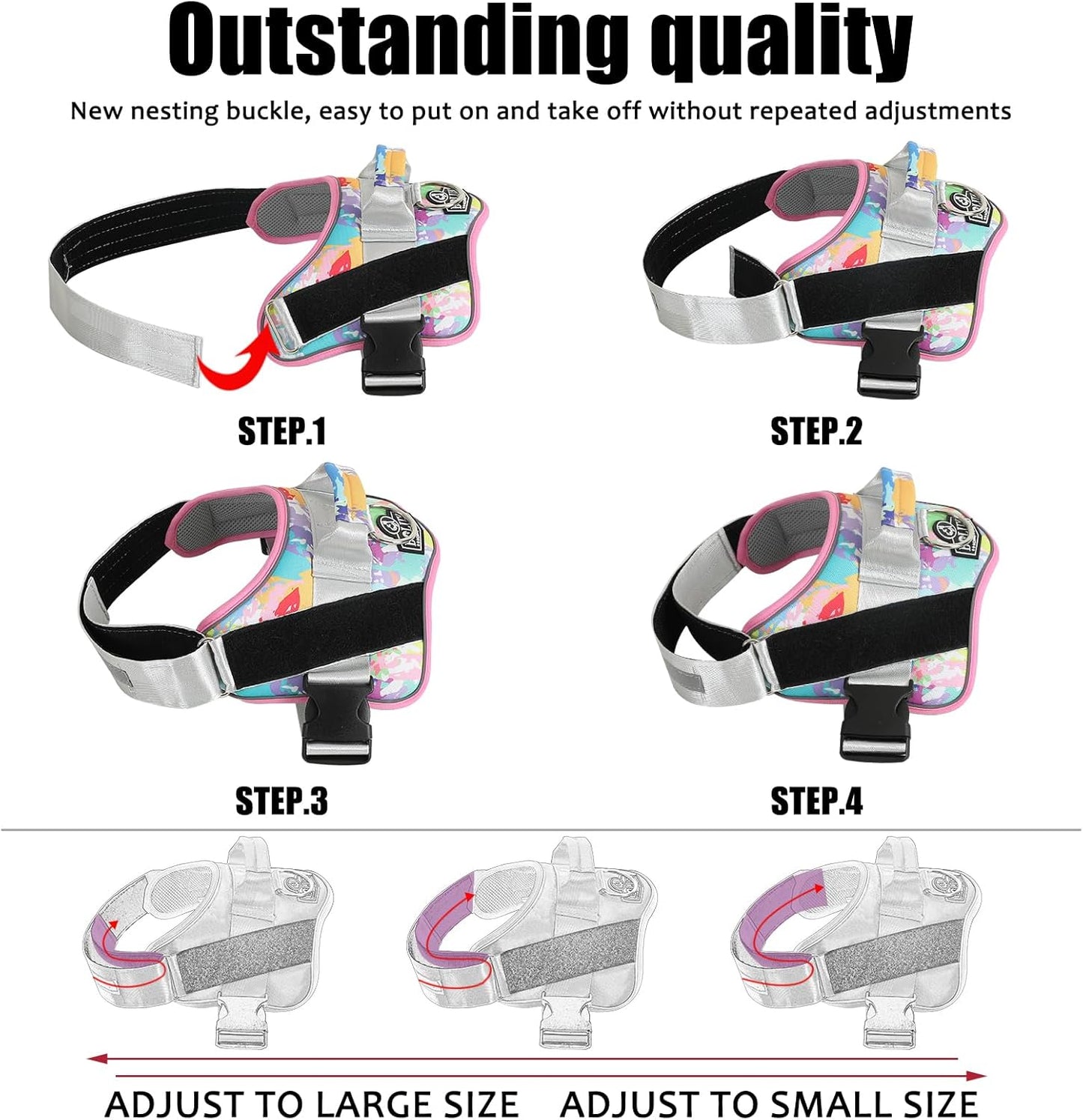 Bolux Dog Harness, No-Pull Reflective Dog Vest, Breathable Adjustable Pet Harness with Handle for Outdoor Walking - No More Pulling, Tugging or Choking (XX-Large (Pack of 1), OilPainting)