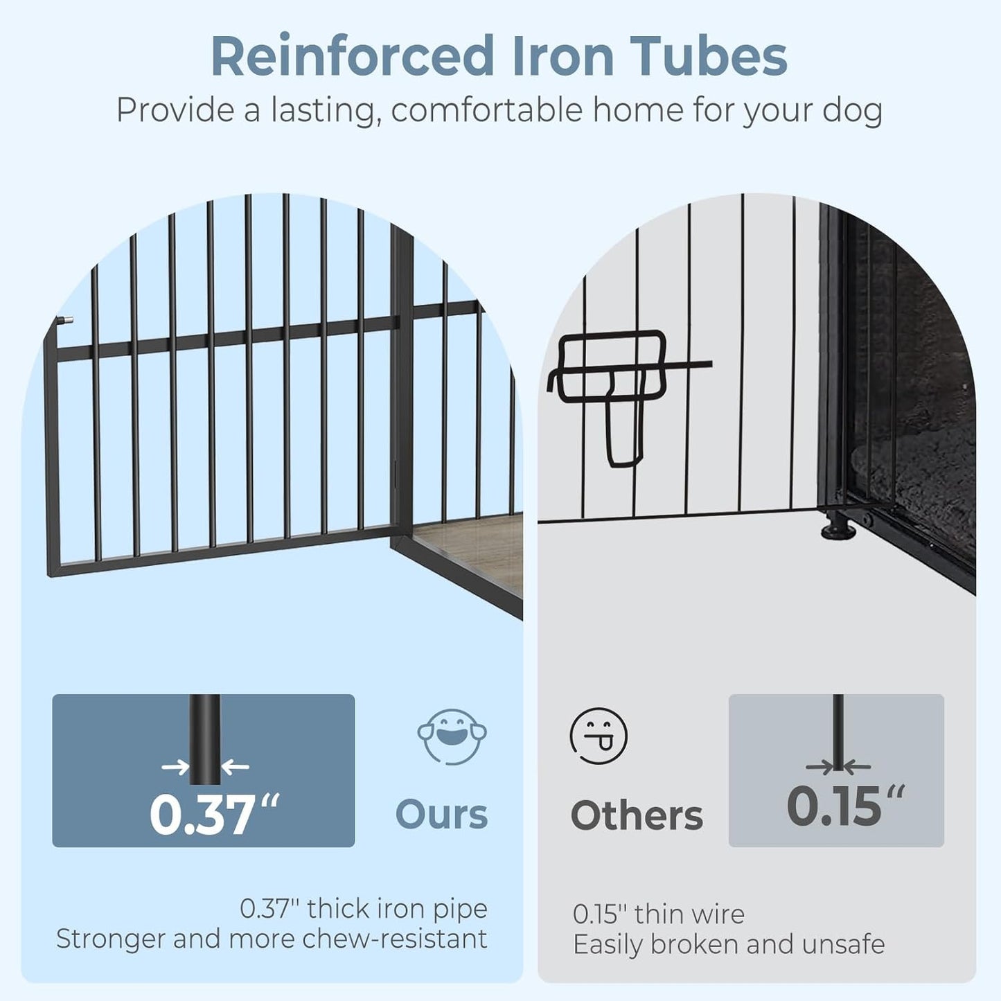 Lyromix 43'' Dog Crate Furniture with 3 Doors, XL Wooden Crate End Table, Heavy Duty Indoor Puppy Cage Kennel for Medium to Large Dogs, Multiple Units Can be Combined