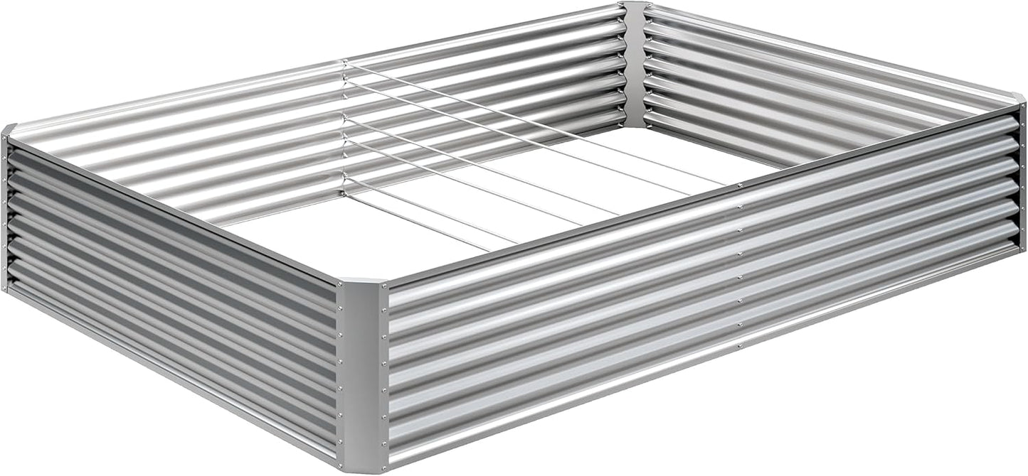 EKX 8x4x2FT Galvanized Raised Garden Bed, Raised Garden Bed Kit-Metal Planter Box Outdoor,Planting for Vegetables, Fruits,Herbs, Flowers-Slive