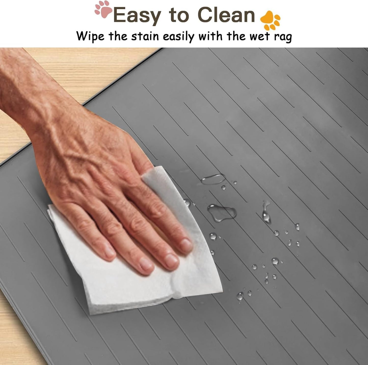 Large Dog Mats for Food and Water, 40"x30" Waterproof Pet Food Mats for Floor Nonslip Silicone Bowl Mats with Raised Edges