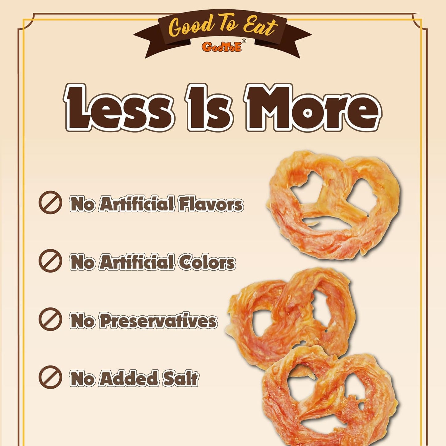 Gootoe Turkey Tendons for Dogs –All-Natural, Hypoallergenic Dog Treats, Rawhide Alternative, Long Lasting Puppy Chews, Healthy Dog Treats for Medium Breeds, Pretzel (M), 3 Count Pack