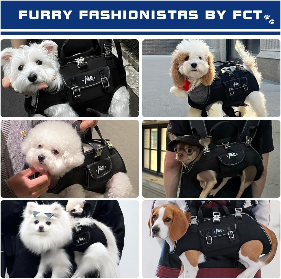 Dog Backpack Carrier - Spine-Friendly for Midium to Large Dogs (18-30 lbs), Horizontal Design Dog Carrier with Adjustable Back Straps,Legs-Out Comfort for Travel/Hiking/Cycling (Black, Size L)