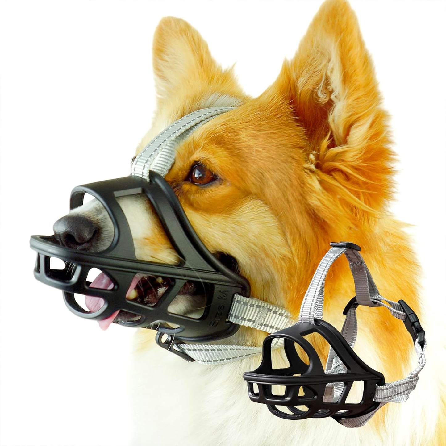 Dog Muzzle, Basket Muzzle for Small Medium Large Dogs, Anti-Biting and Chewing, Lightweight & Sturdy Cage Design, Allows Panting & Drinking, Ideal for Grooming & Training(Black Size XL)