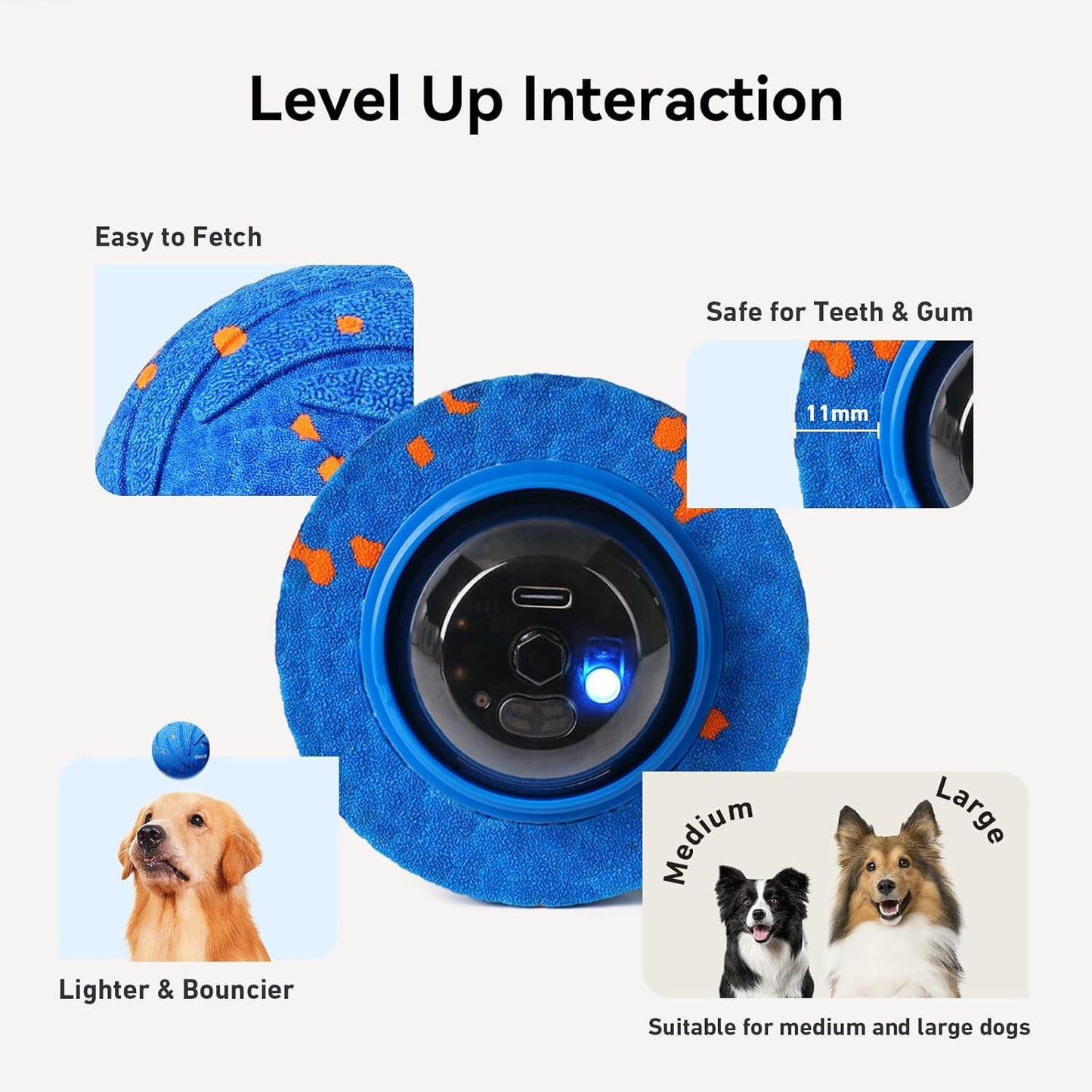 Cheerble Smart Interactive Dog Toy, Wicked Ball AIR, Automatic Moving, Bouncing, and Rotating, E-TPU Material, IPX7 Waterproof Rating, Active Rolling Ball for Medium and Large Dogs