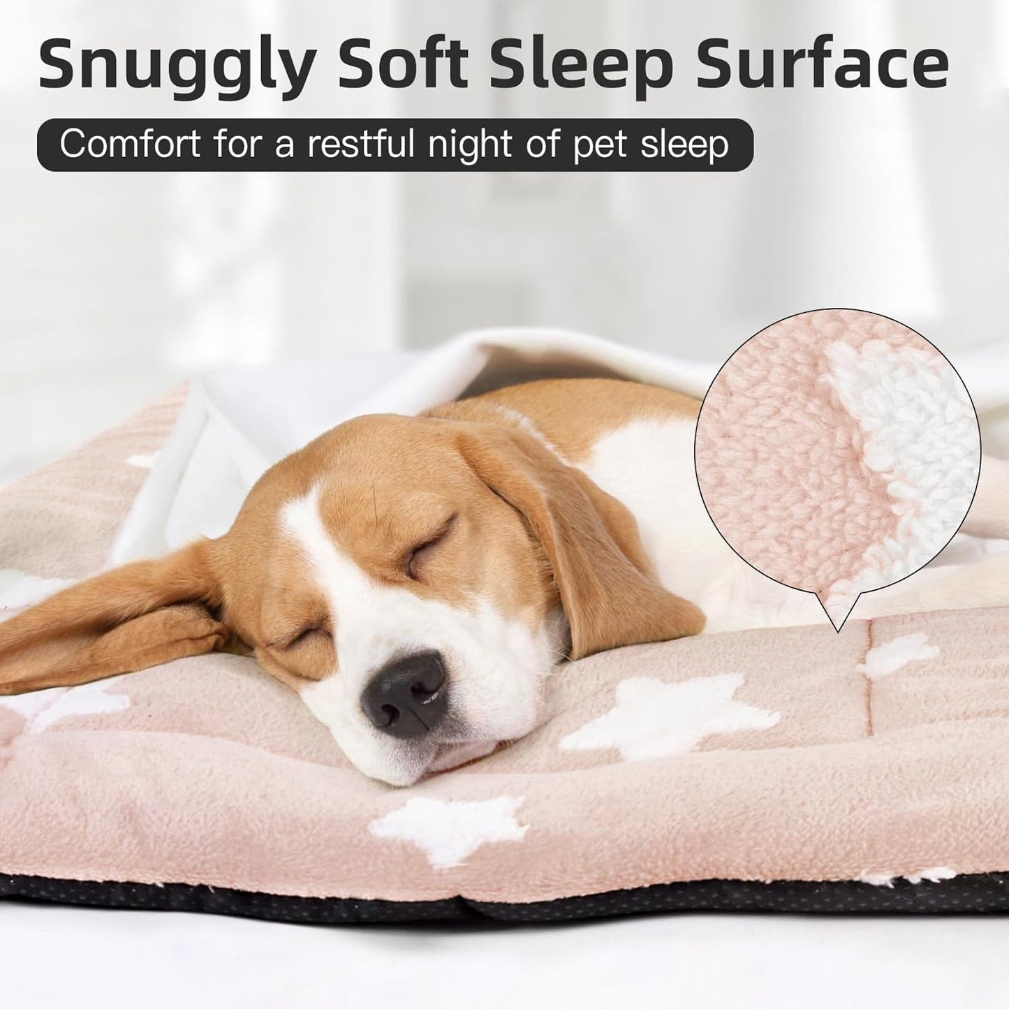 Mora Pets Cat Bed for Indoor Cats Washable Dog Crate Pad Cute Star Dog Bed Mat for Small Dogs Pet Kennel Pad for Cage Soft Flat Puppy Kitten Cushion Sleeping Anti-Slip Pink 22 x 13