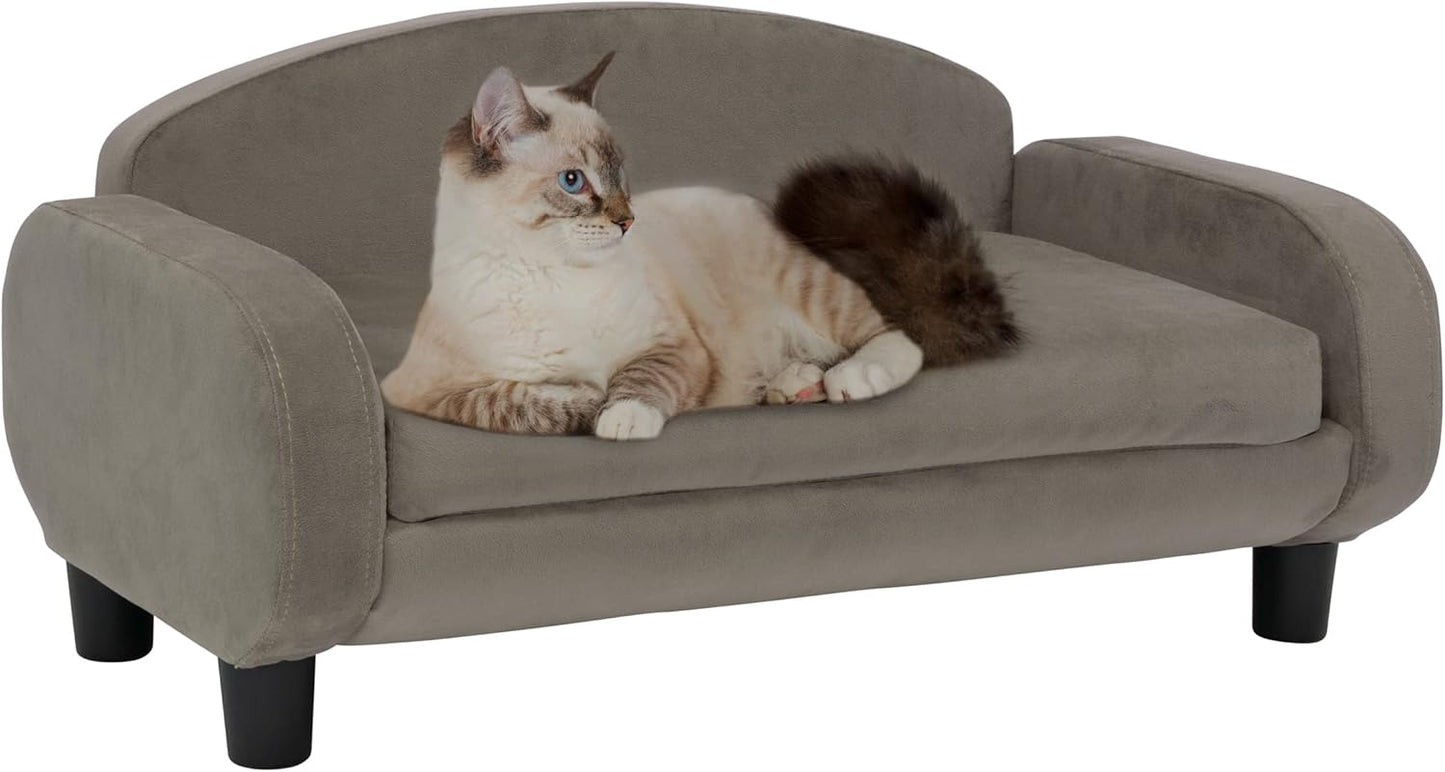 Paws & Purrs Cat Sofa Bed, Pet Couch for Indoor Cats Elevated Cat Beds with Removable Washable Mattress Cover for Kitten, Puppy or Small Animal- 31.5" Wide, Ash