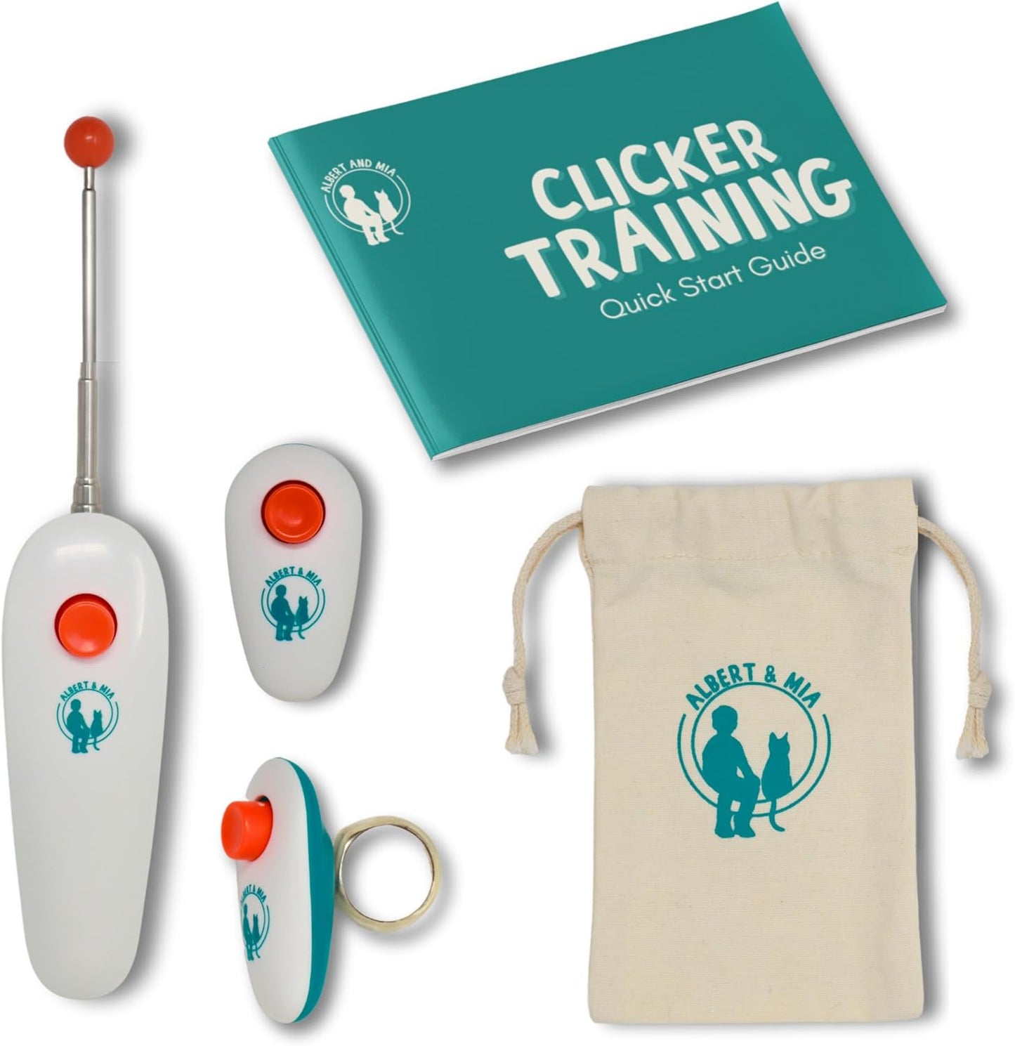 ALBERT & MIA Cat Clicker Training Kit + The Click Crusade Bundle (Cat Training Card Game Guide to Clicker Training for Cats for Teaching Tricks, Improving Communication and Bonding with Your Kitten