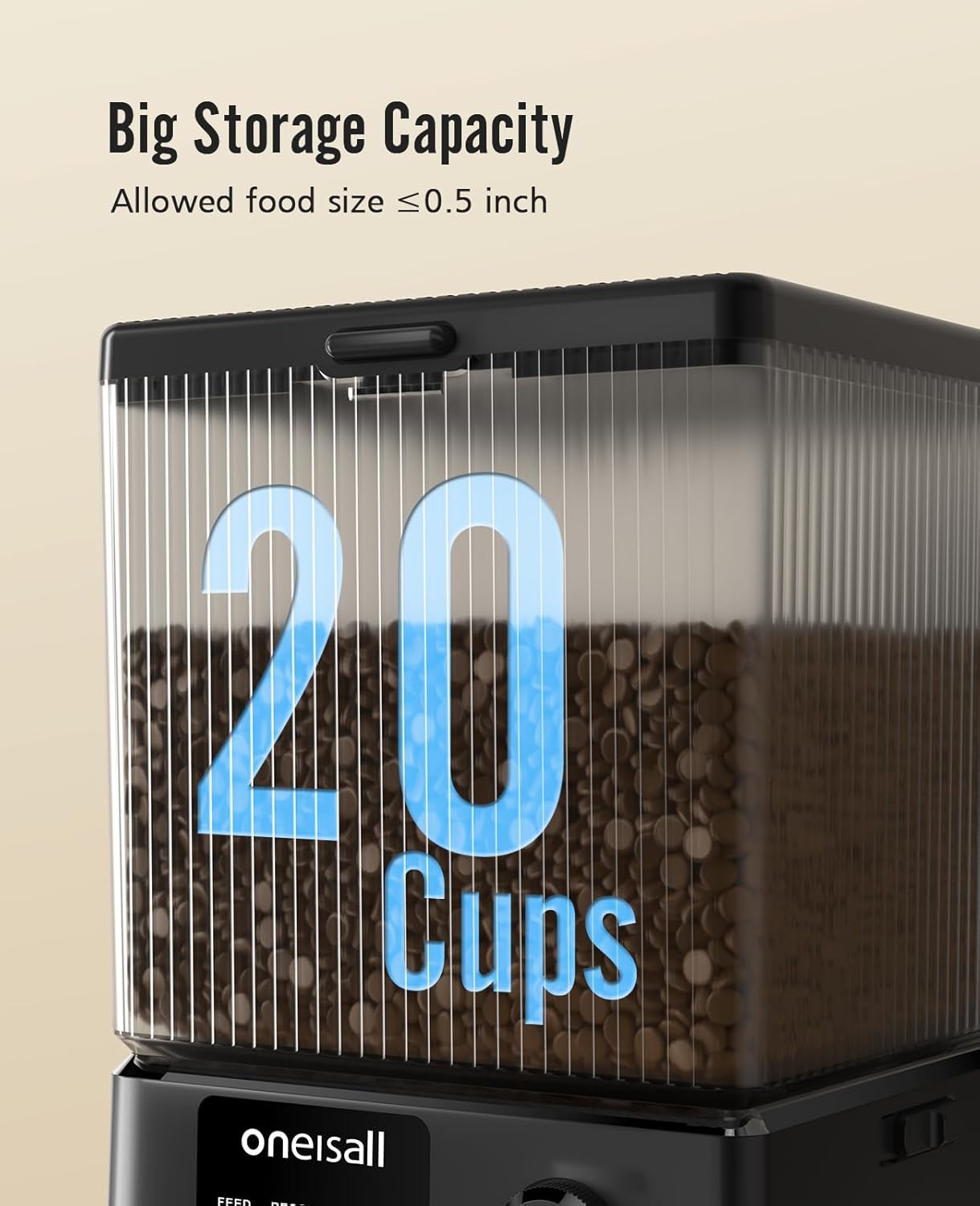 oneisall Automatic Cat Feeder with 5G WiFi, Automatic Cat Food Dispenser for 2 Cats Small Pets, 20 Cups/5L Timed Dry Food Dispenser with APP Control