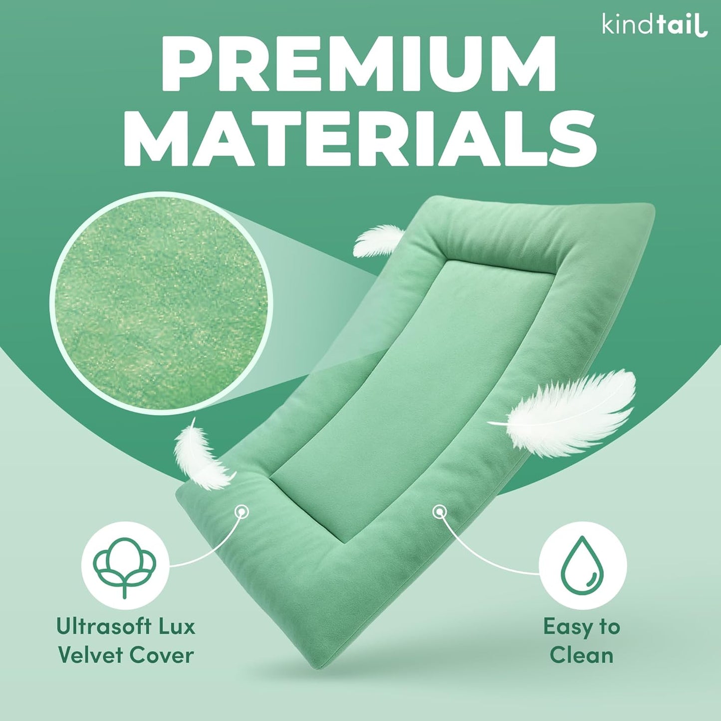 KindTail Dog Crate Pad - Soft Velvet, Reversible Bed - Machine Washable Kennel Mat for Pets up to 15 lbs, Mattress for Cozy Sleeping - 20” x 15” x 1” (Dark Grey, Small)