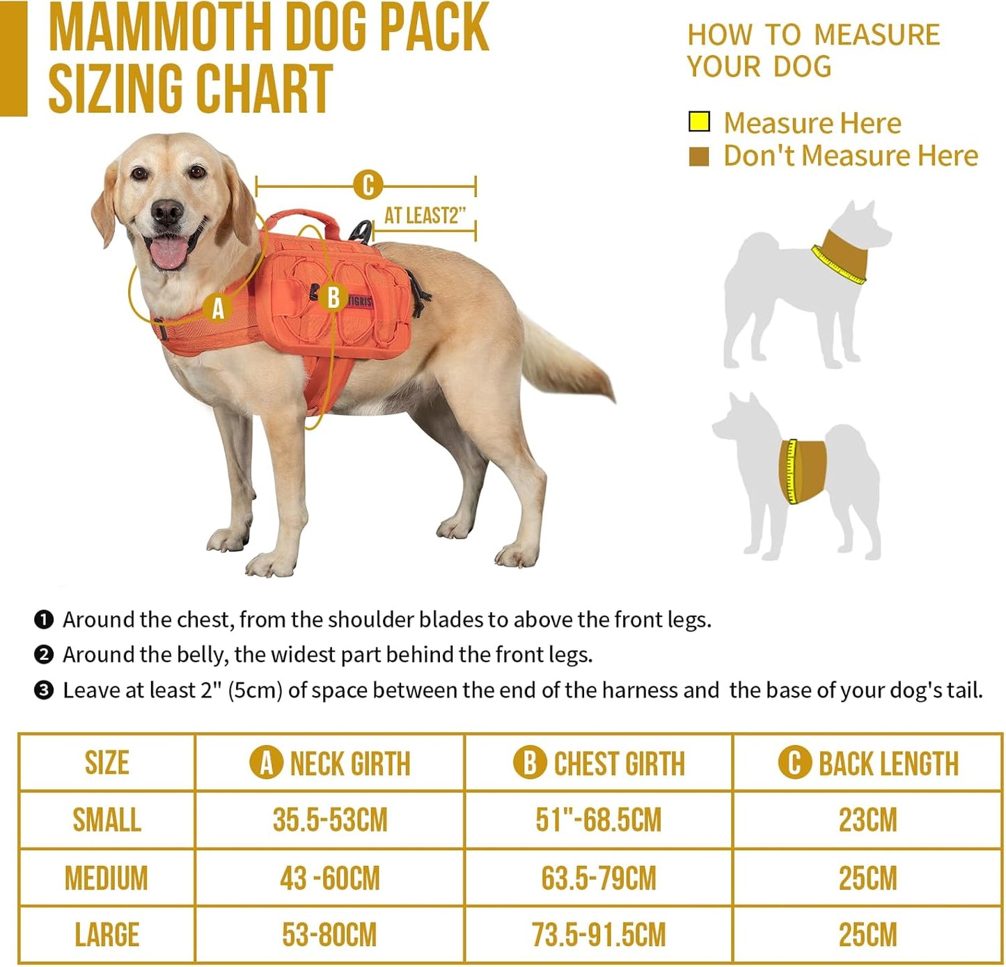ONETIGRIS Dog Backpack MAMMOTH for Medium & Large Dogs, Nylon Backpack for Dogs Tactical Pet Backpack with Side Pockets for Hiking Walking Training Running
