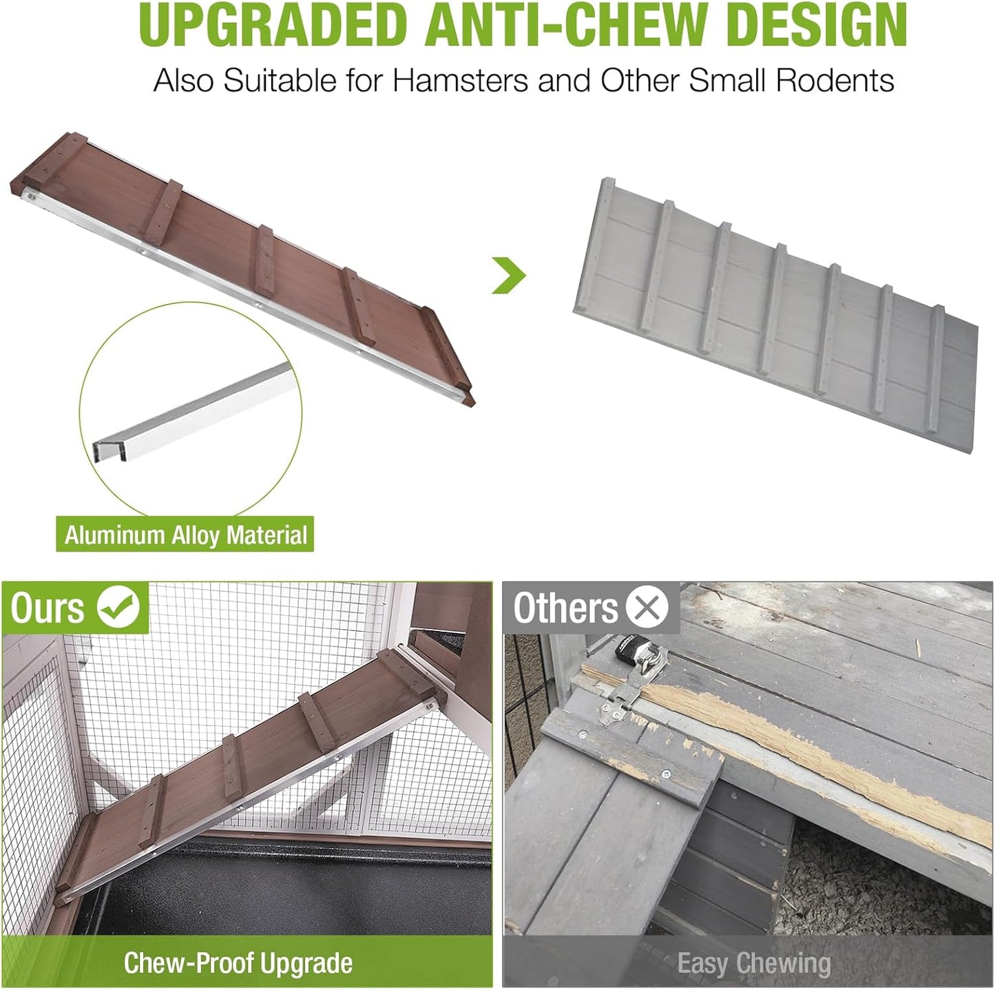 Gutinneen 2-Story Rabbit Hutch with Chew-Proof Ramp & Leak-Proof Trays - Indoor/Outdoor 39.3" Wooden Rabbit Cage with Wheels for Rabbits, Guinea Pigs