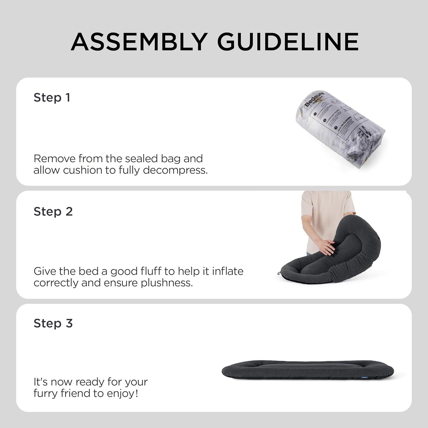 Bedsure Washable Dog Crate Pad for Small Dogs, Anti-Slip Puppy Kennel Dog Bed for Crate - Ultra Soft Fleece Flat Thin Pet Mat (Not Chew Proof), Grey 23"x17"