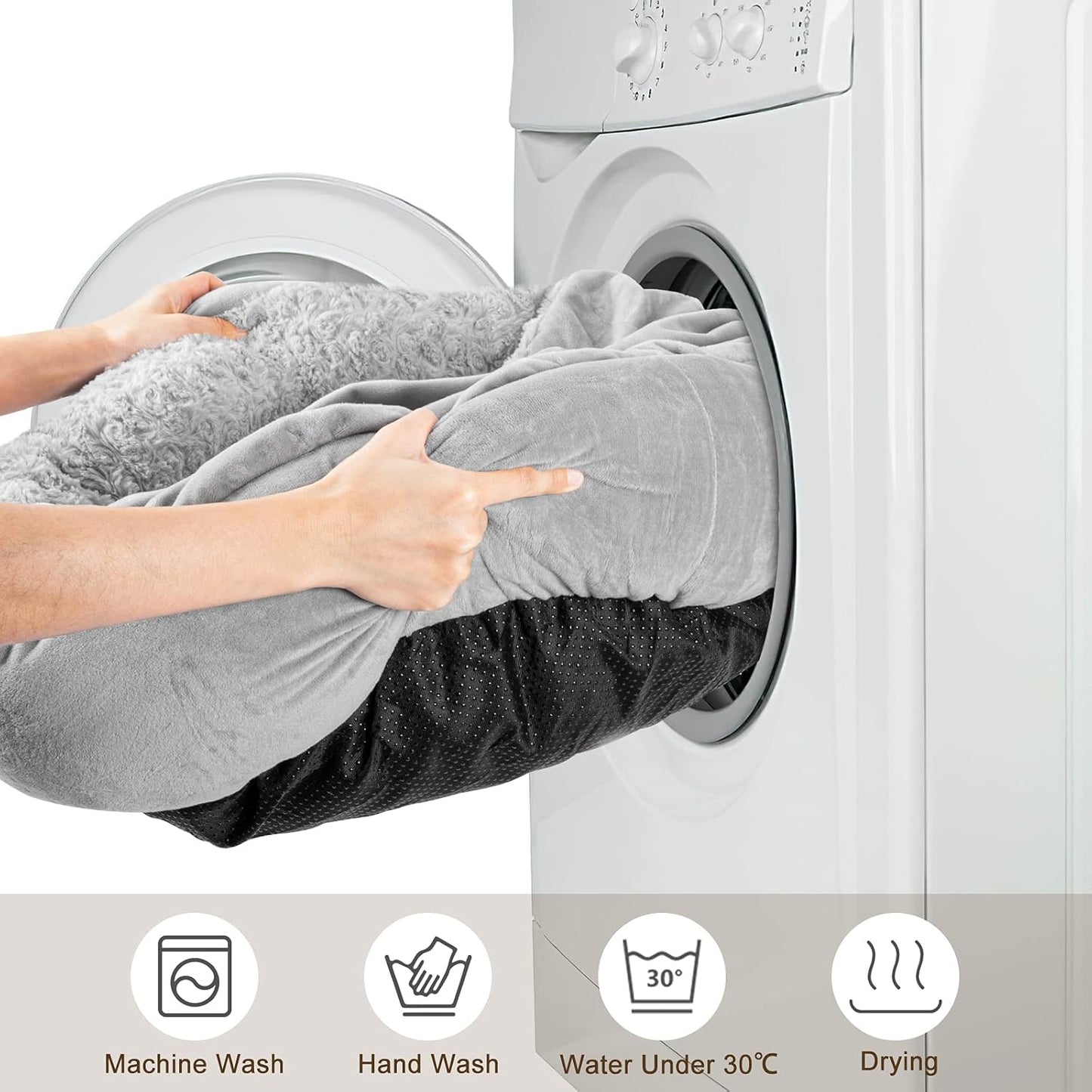 JOEJOY Small Dog Bed Cat Bed with Hooded Blanket, Cozy Cuddler Luxury Puppy Pet Bed, Donut Round Calming Anti-Anxiety Dog Burrow Cave Bed - Anti-Slip Bottom and Machine Washable 23 inch