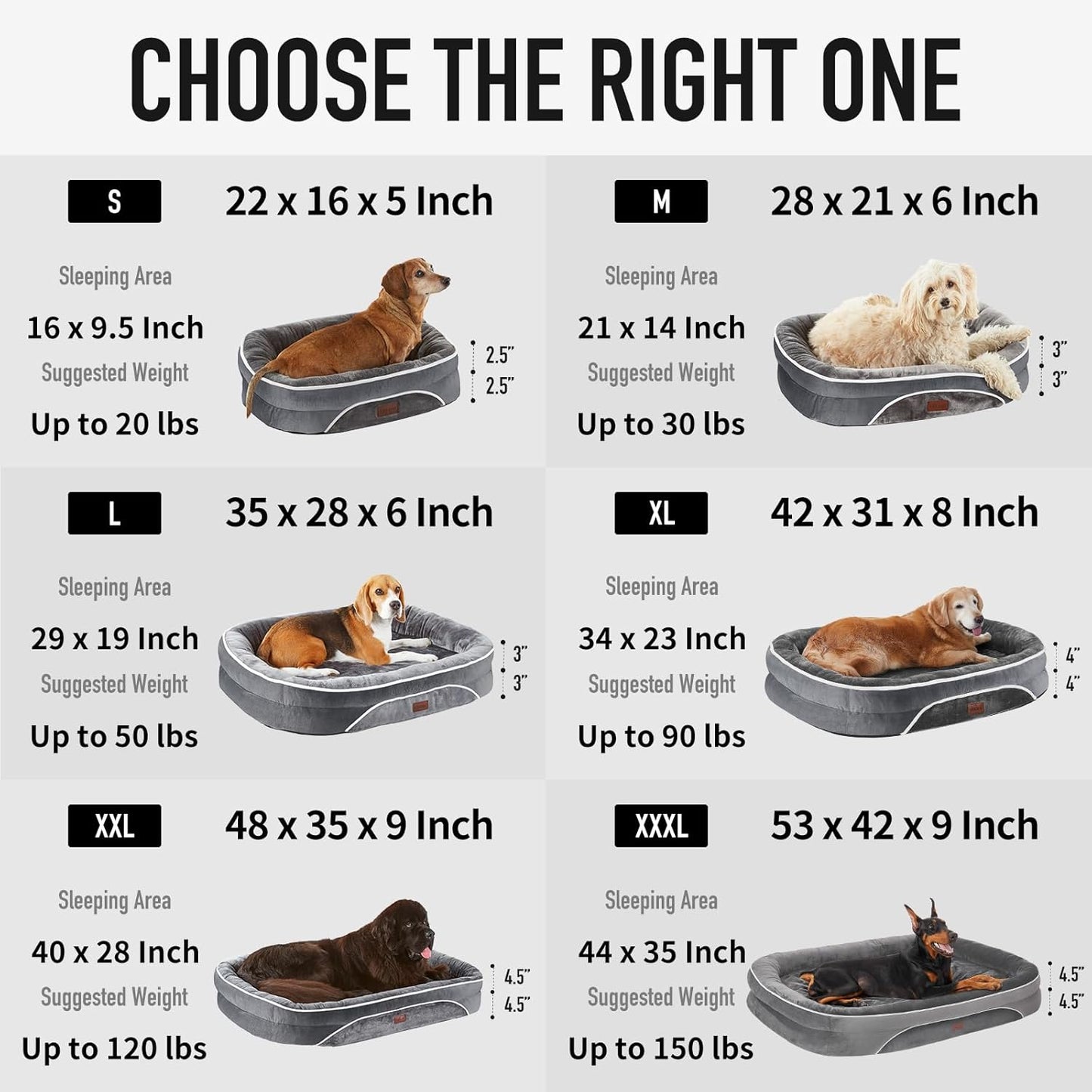 OhGeni Orthopedic Dog Couch Pet Sofa Large Sized Cat Beds with Comfort Foam Support, Soft Comfortable Fabric, Machine Washable Waterproof Removable Cover, 35-Inch (Black)