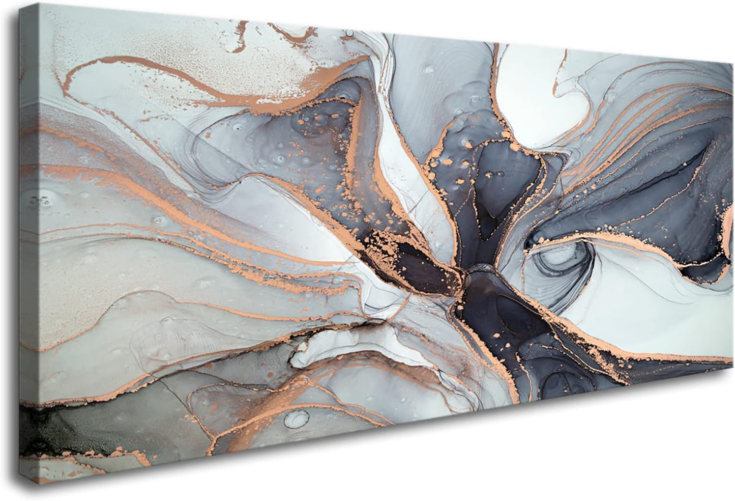 XXMWallArt FC3475 Framed Wall Art Gray and Gold Abstract Painting Background Abstract Canvas Wall Art Print Painting for Bedroom Living Room Office Wall Decor Home Decor