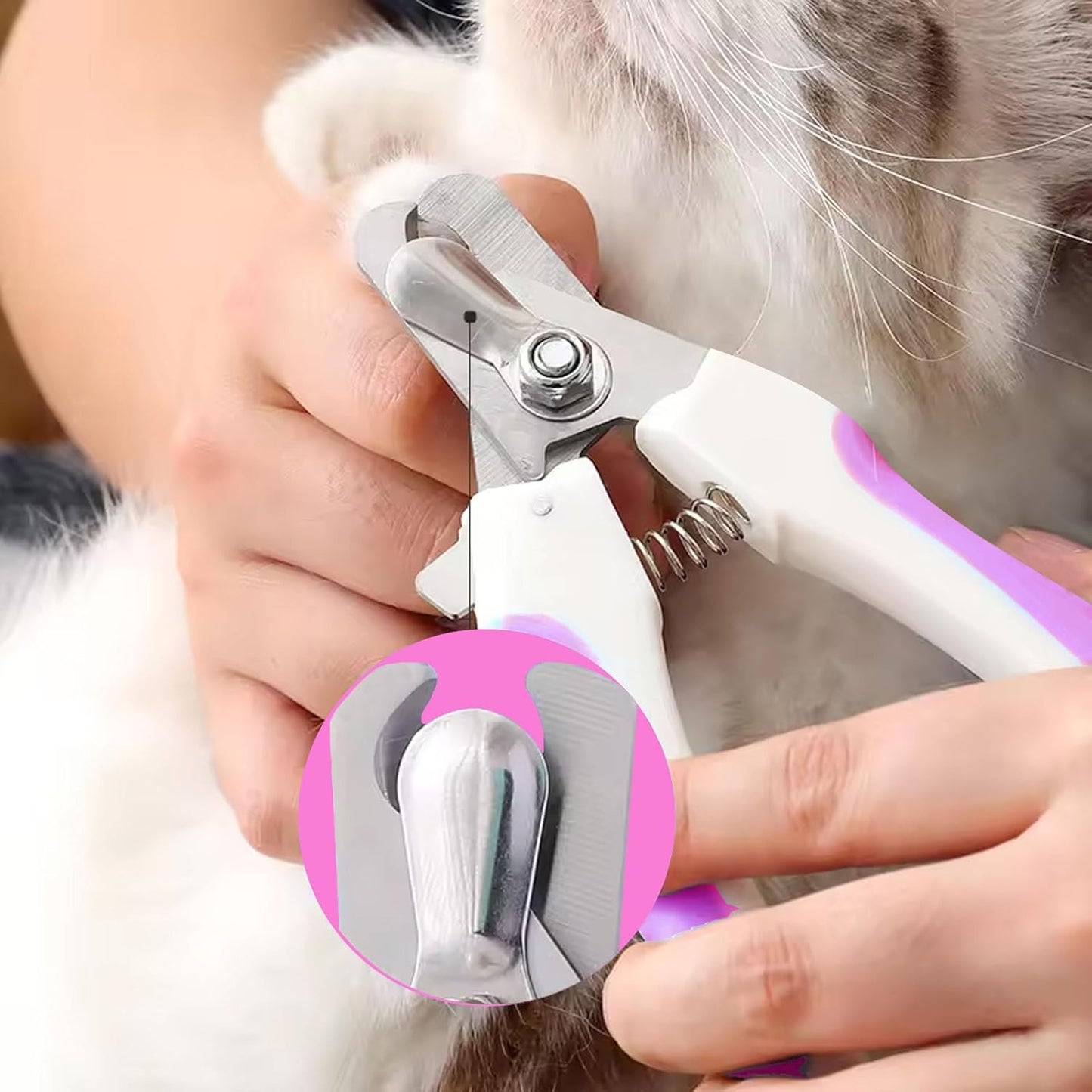 Cat Nail Clippers for Beginners and Groomers - Durable pet trimmer - Supplies with Safety Guard, Avoid Overcutting - Grooming Tool for Small Animals Tiny Dog Indoor Cat Bunny Rabbit Bird Kitten (Pink)