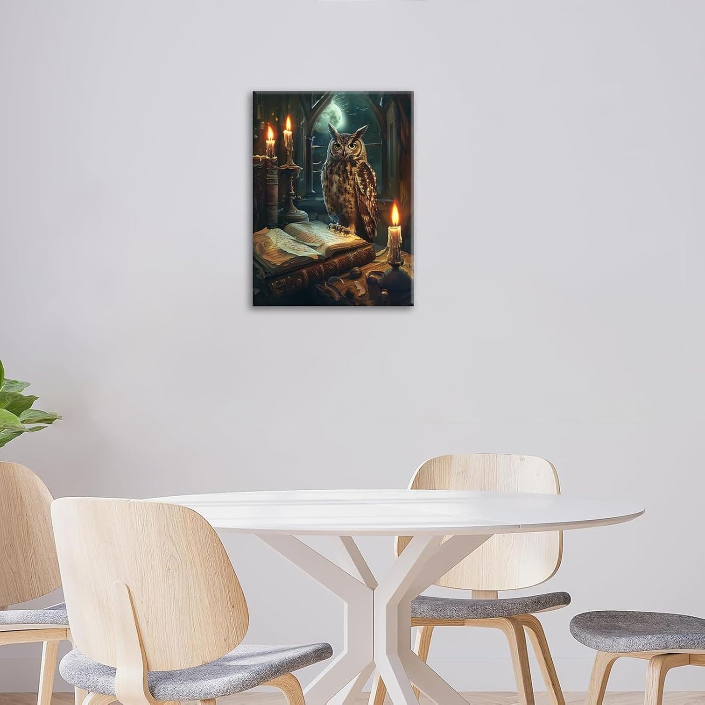 Owl Book Wall Art Vintage Canvas Wall Decor Prints Framed Painting Owls Pictures Gifts Artwork for Bathroom Living Dining Bedroom 12"x16"