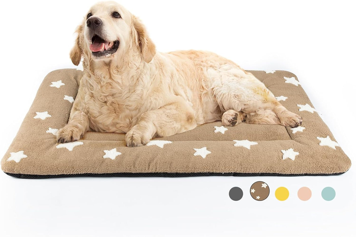 Mora Pets Dog Crate Pad Dog Kennel Bed Crate Mat for Large Dogs Washable Cute Star Pet Bed for Cage Ultra Soft Flat Pillow Cushion for Cozy Sleeping Anti-Slip Brown 42 x 27