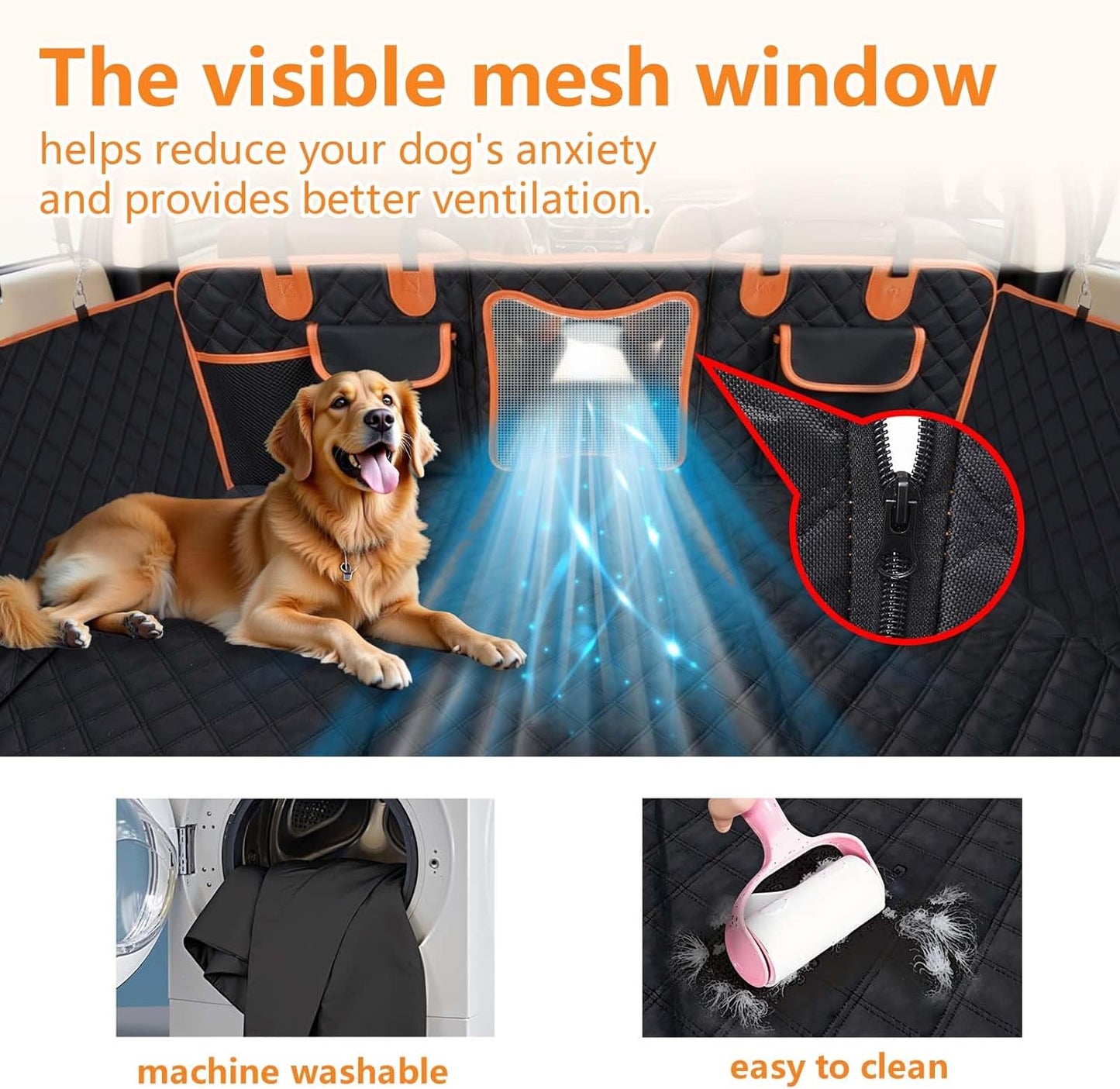 Back Seat Extender for Dogs,Dog Car Seat Cover for Back Seat with Hard Bottom Holds 500 lbs,Car Seat Protector,Waterproof Extender for Dogs,Dog Hammock,600D Nonslip,Pet Bed for Cars,SUVs, Small Trucks