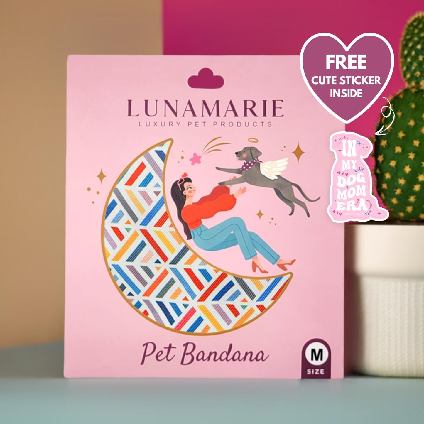 LunaMarie - Luxury Pet Birthday Bandanas -Premium & Silky Poly Fabric | 100% Handmade | Custom Shape Dual Layered (Xena, Small)