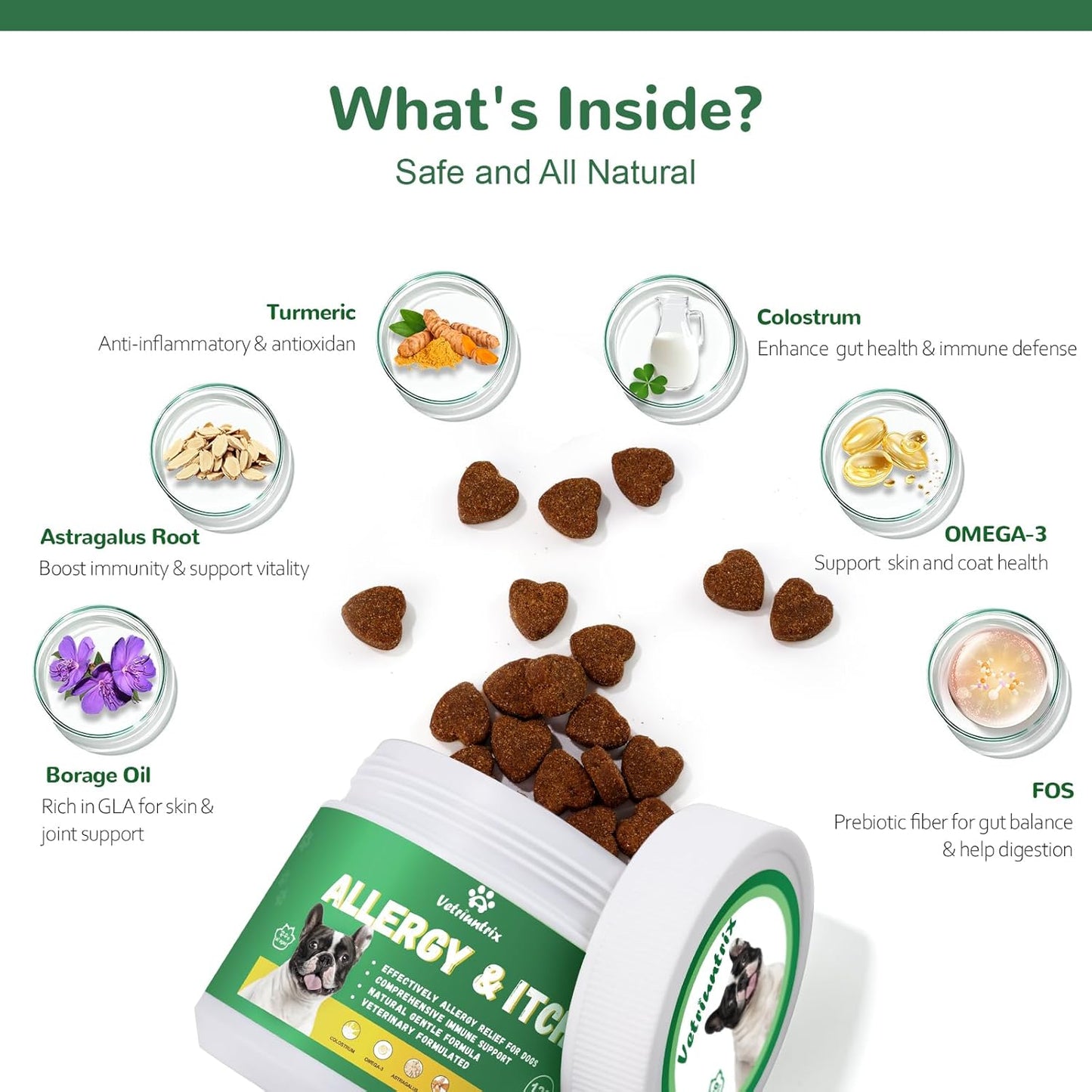 Dog Allergy Chews, 30PCS Dog Itching Skin Relief with Probiotics Omega 3, Allergy Relief for Dogs Itching Licking Paws, Support Seasonal Allergy, Gut & Digestive Health and Immune System