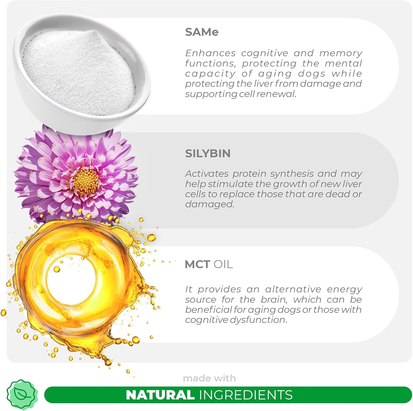 Same and Silybin for Dogs - S-Adenosyl-L-Methionine - 90 Soft Chews - Liver Supplements - Brain Health, Promotes Cognitive and Liver Support