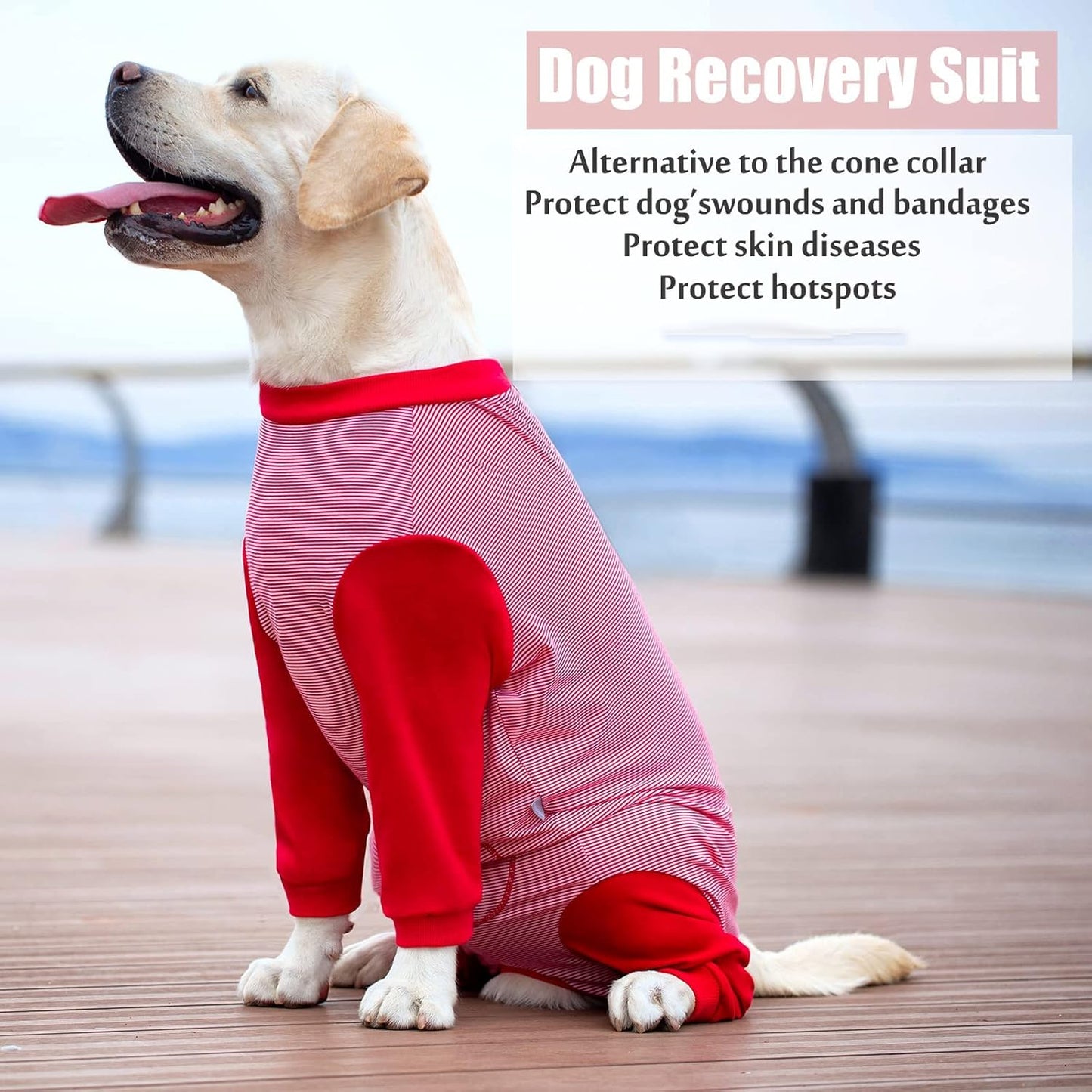 Yeapeeto Dog Onesie Surgery Recovery Suit for Large Medium Bodysuit Dogs Pajamas PJS Full Body for Shedding, Prevent Licking, Wound Protection, Cone Alternative (5XL, Red)