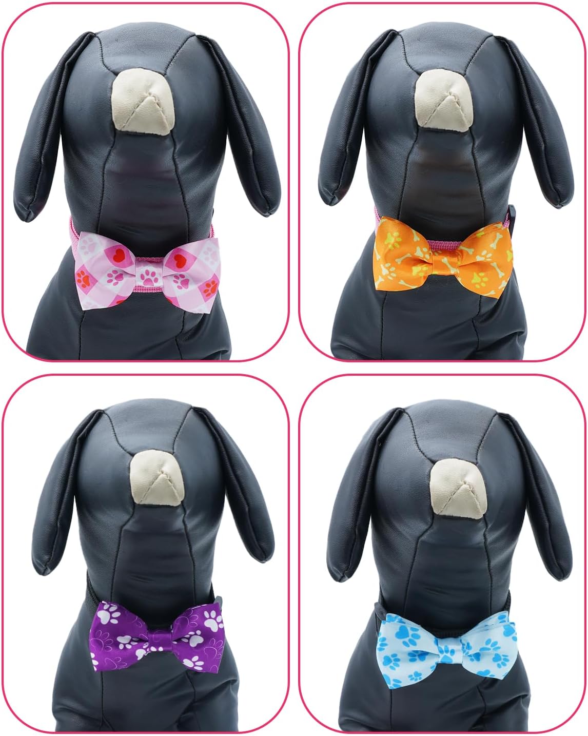 PET SHOW 10 Pack Paw Small Dog Bow Ties Sliding Collar Attachments Puppy Cats Bone Bowties for Medium Dogs Cute Bowknots Wedding Party Holiday Pet Grooming Accessories(Small)