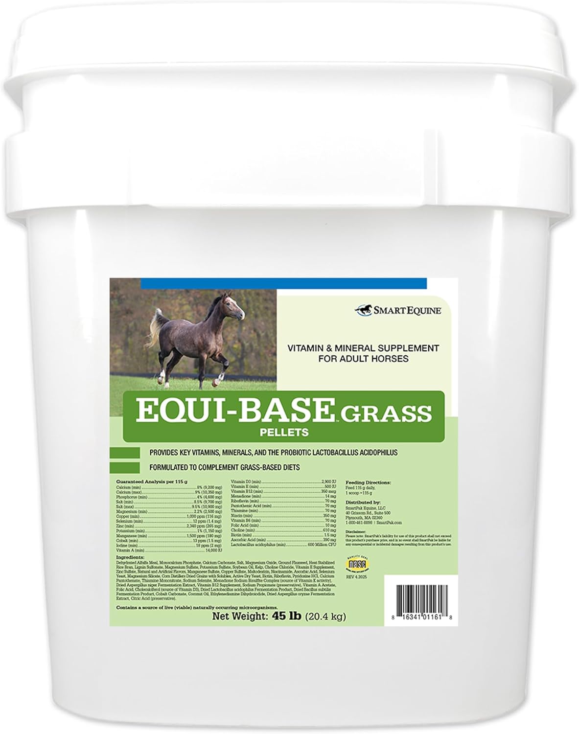 Uckele by SmartEquine EquiBase Grass Pellets | Horse Vitamins & Minerals Supplement, Forage Balancer | Horses in Light to Moderate Work | 45 lb Bucket