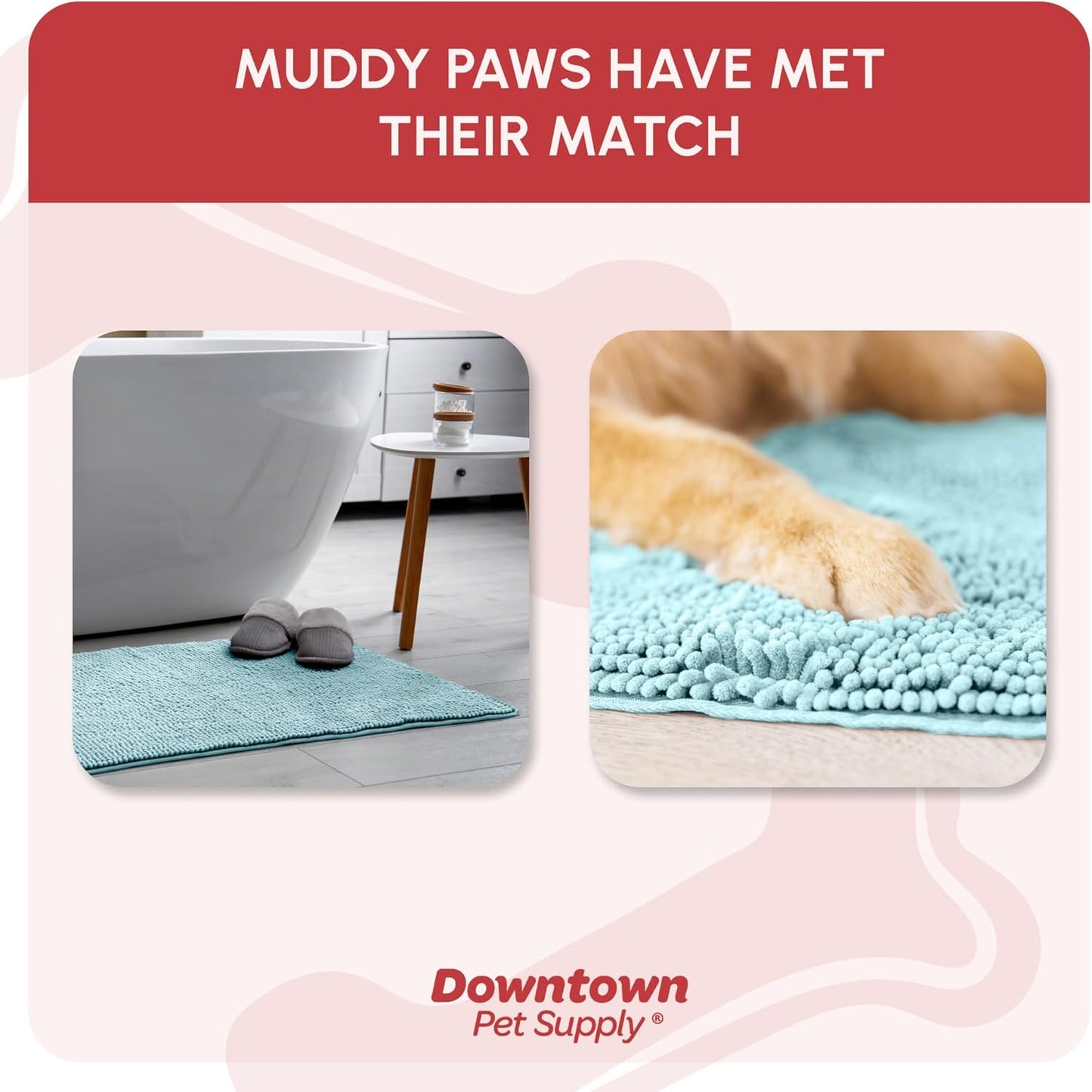 My Doggy Place Microfiber Dog Mat for Muddy Paws, 8' x 2' Light Blue - Non-Slip, Absorbent and Quick-Drying Dog Paw Cleaning Mat, Washer and Dryer Safe - Hallway Runner