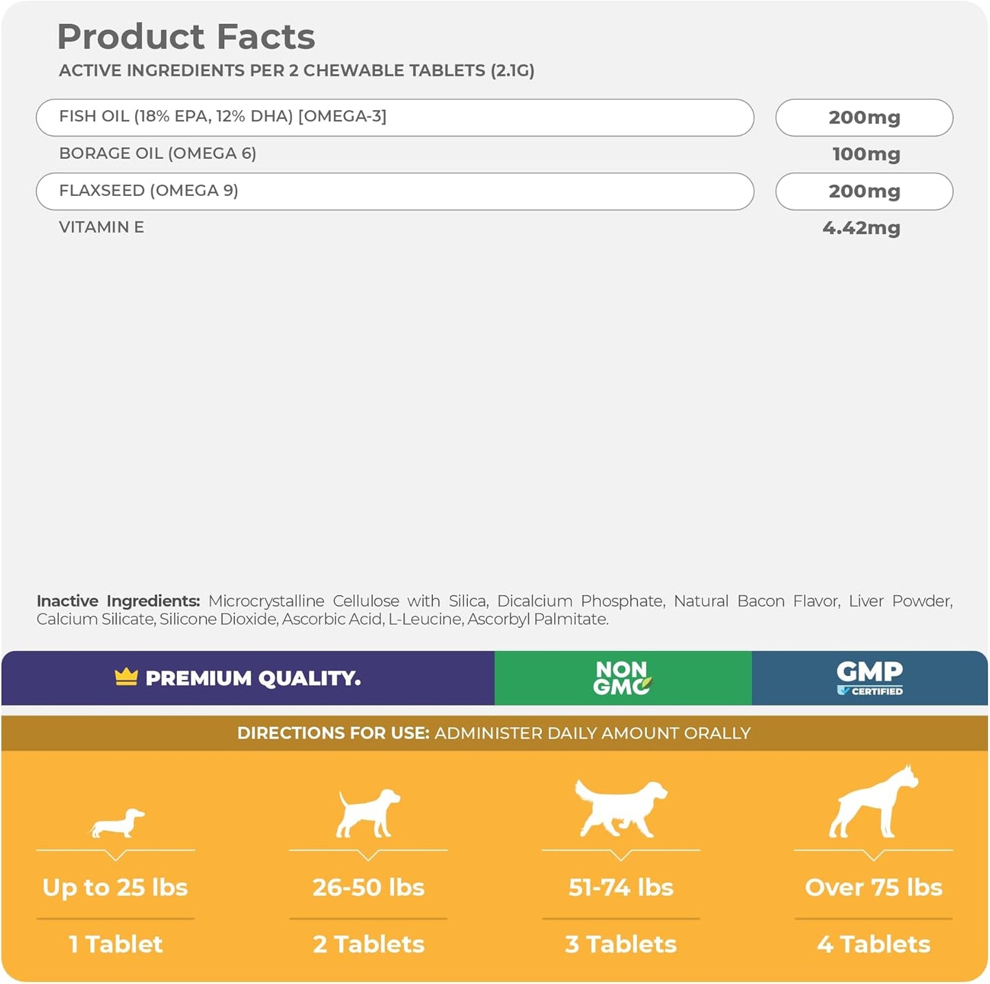 Omega 3 Fish Oil for Dogs - 120 Chewable Tablets - with Omega 3, 6, and 9, Vitamin E for Dog Shedding, Itchy, Dry Skin, Joint & Heart Support